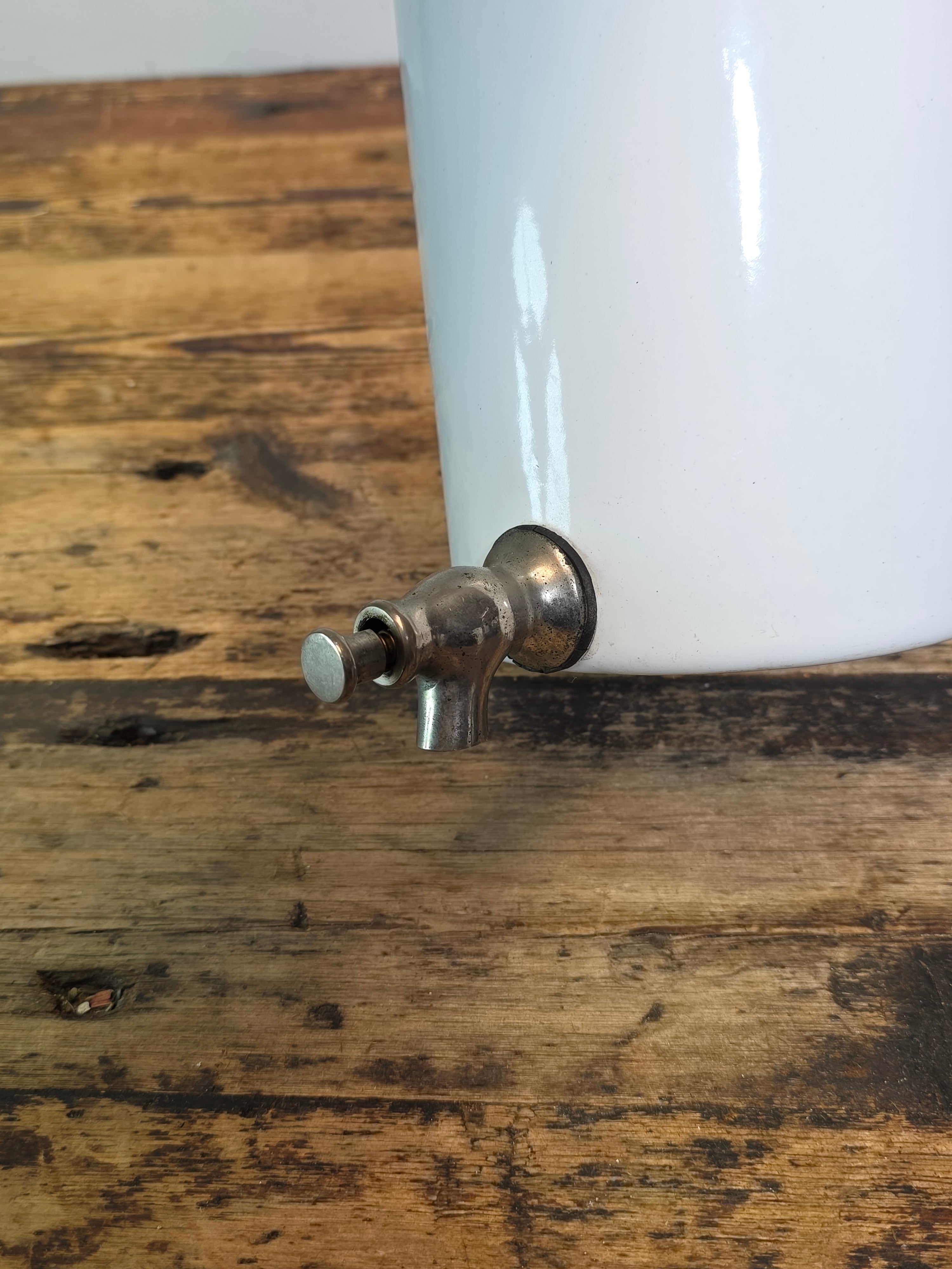Vintage French Enamel Lavabo Water Dispenser Fountain Tank Wall Hanging (Leaks)