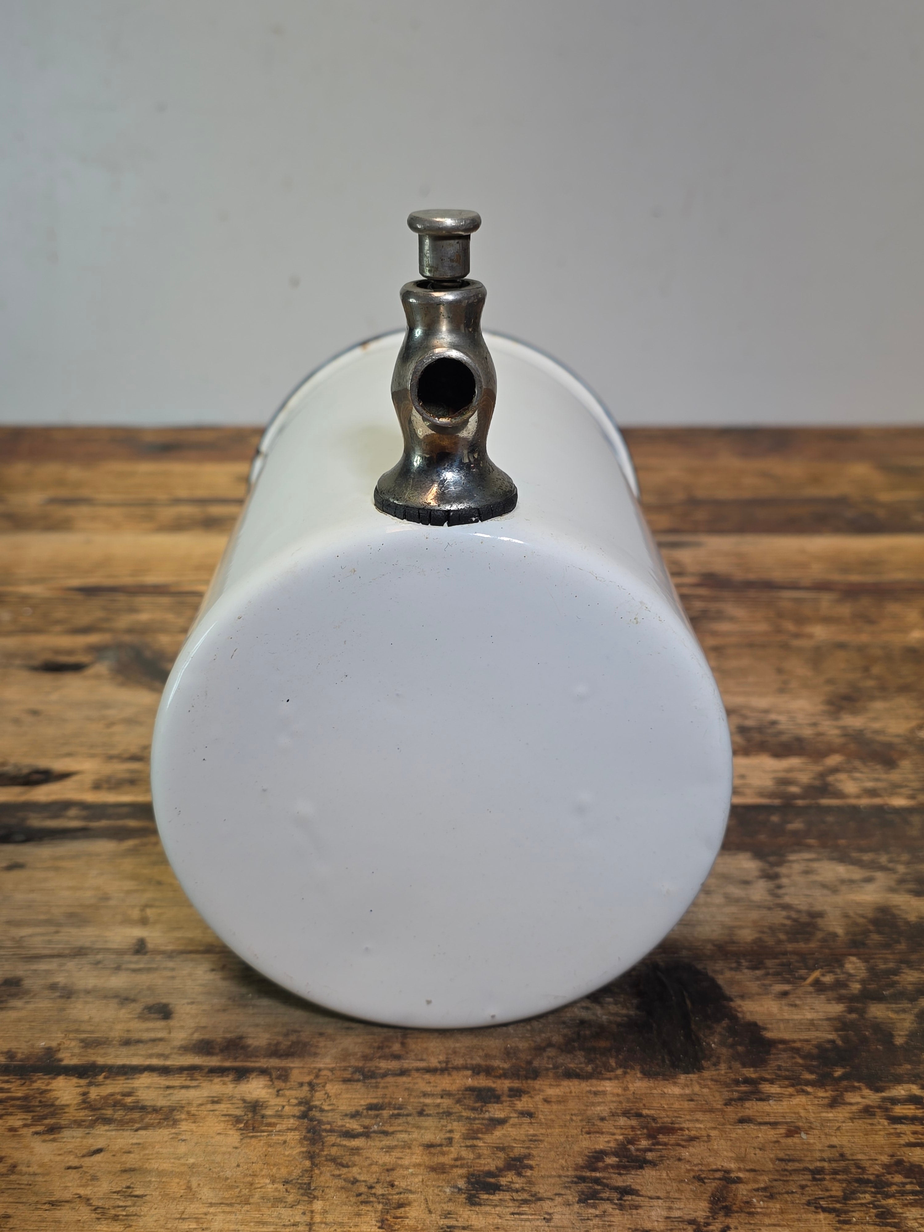 Vintage French Enamel Lavabo Water Dispenser Fountain Tank Wall Hanging (Leaks)
