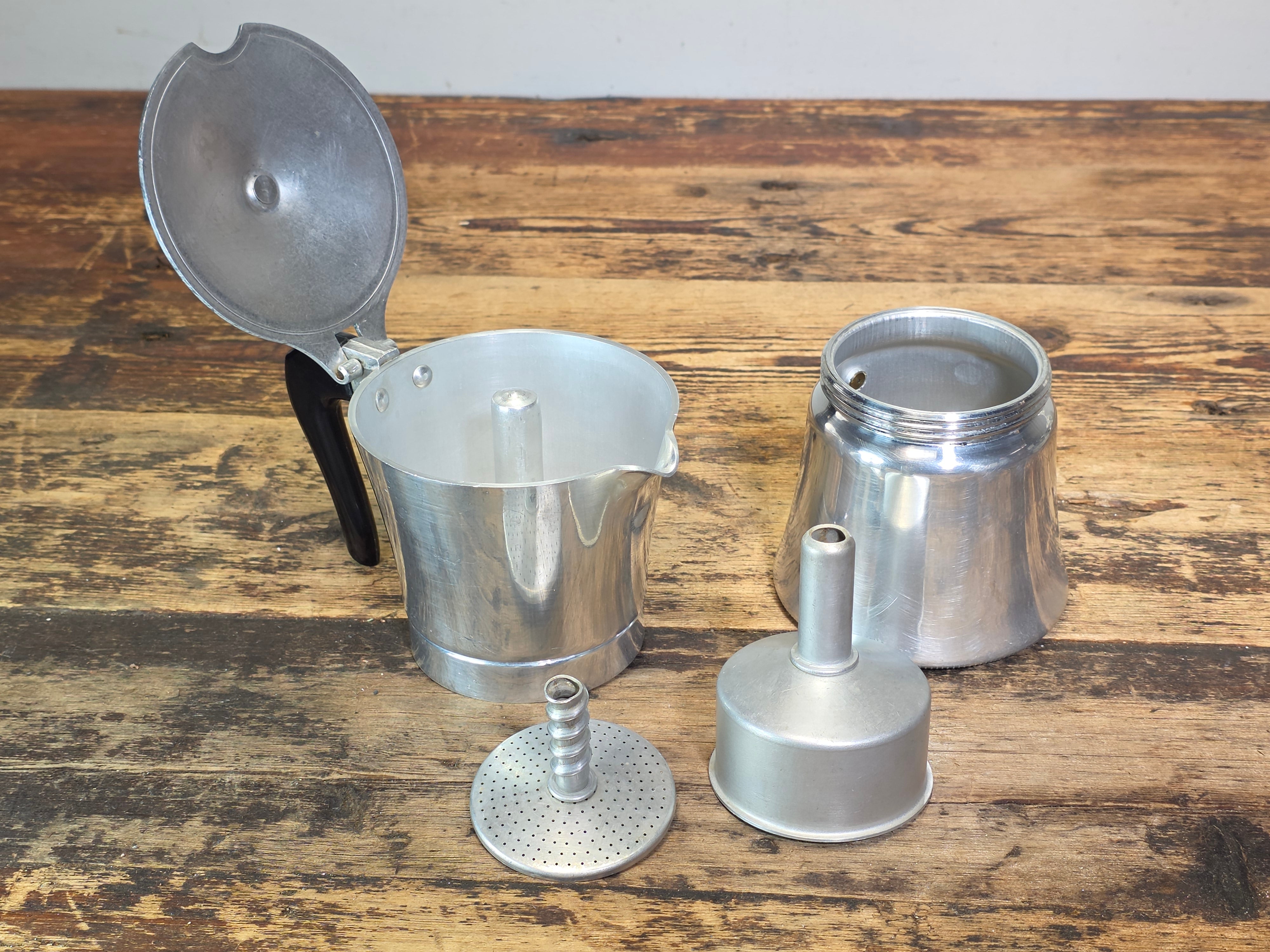 Vintage Continental Espresso Maker 6 Cup B&B Italy Aluminum Glass Moka Pot MCM
