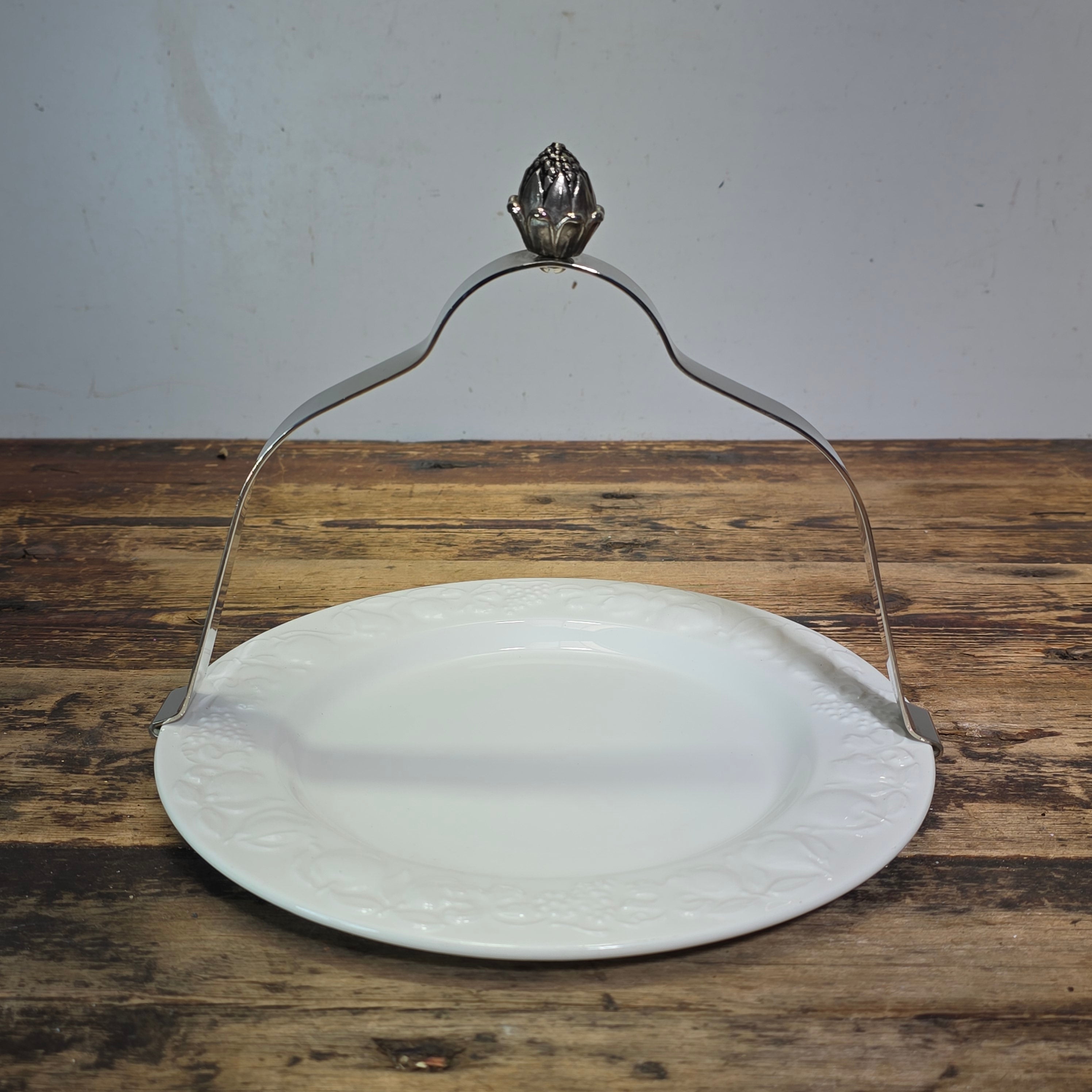 Vintage Franco Giorgi Quadrifoglio Italy Embossed Fruit Handle Serving Plate