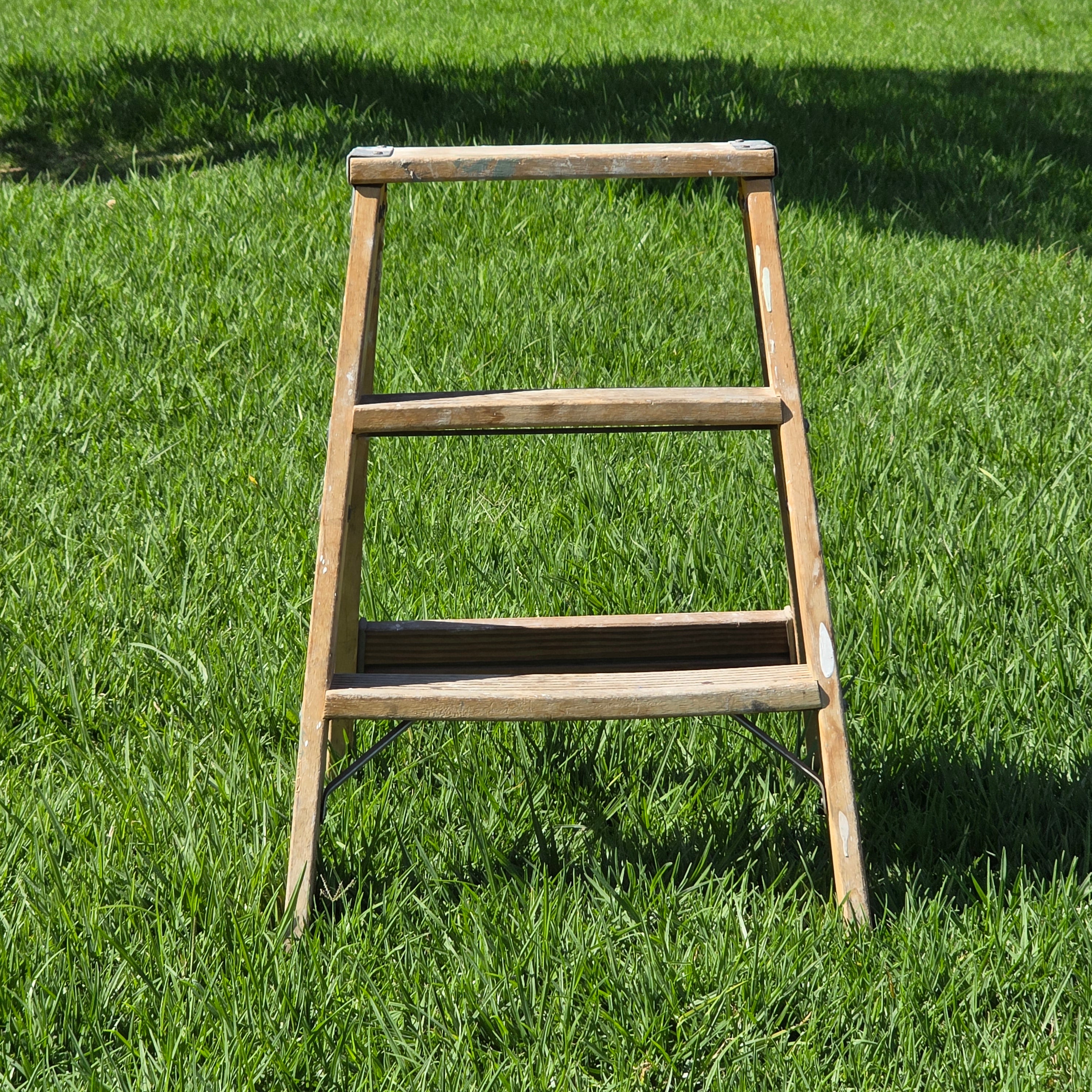 Vintage Keller Wooden Step Stool Ladder 2 Step Rustic Plant Stand Americana