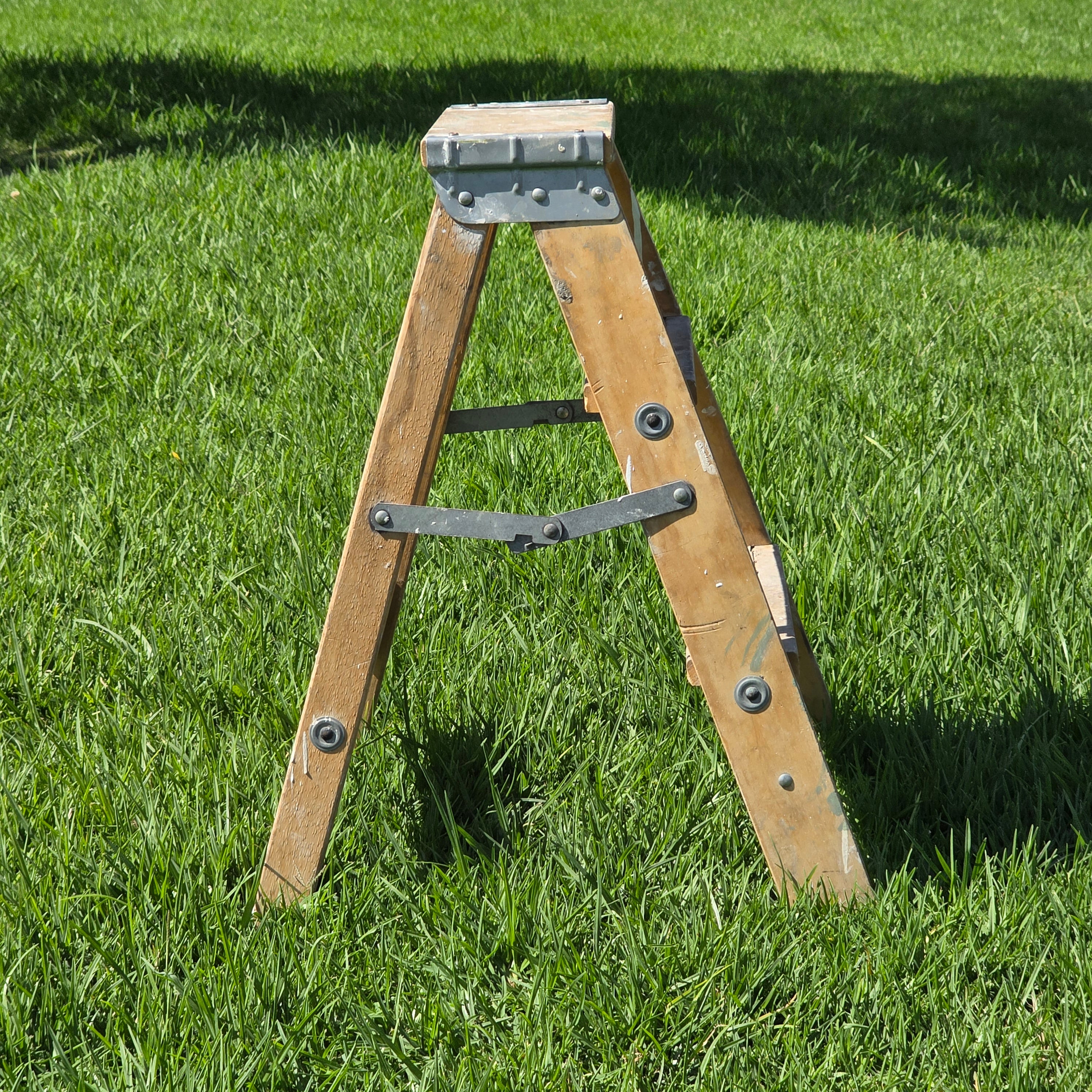 Vintage Keller Wooden Step Stool Ladder 2 Step Rustic Plant Stand Americana