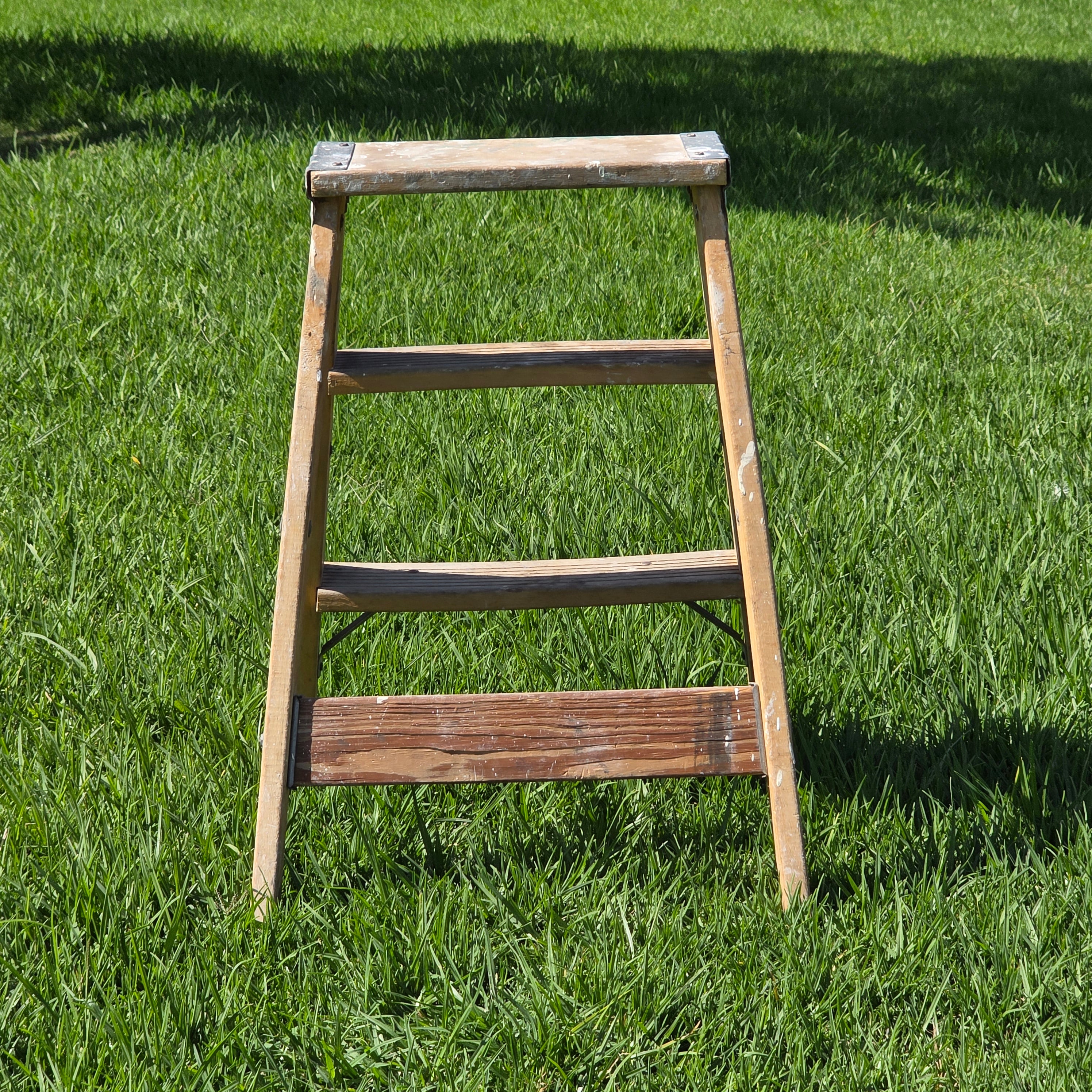 Vintage Keller Wooden Step Stool Ladder 2 Step Rustic Plant Stand Americana
