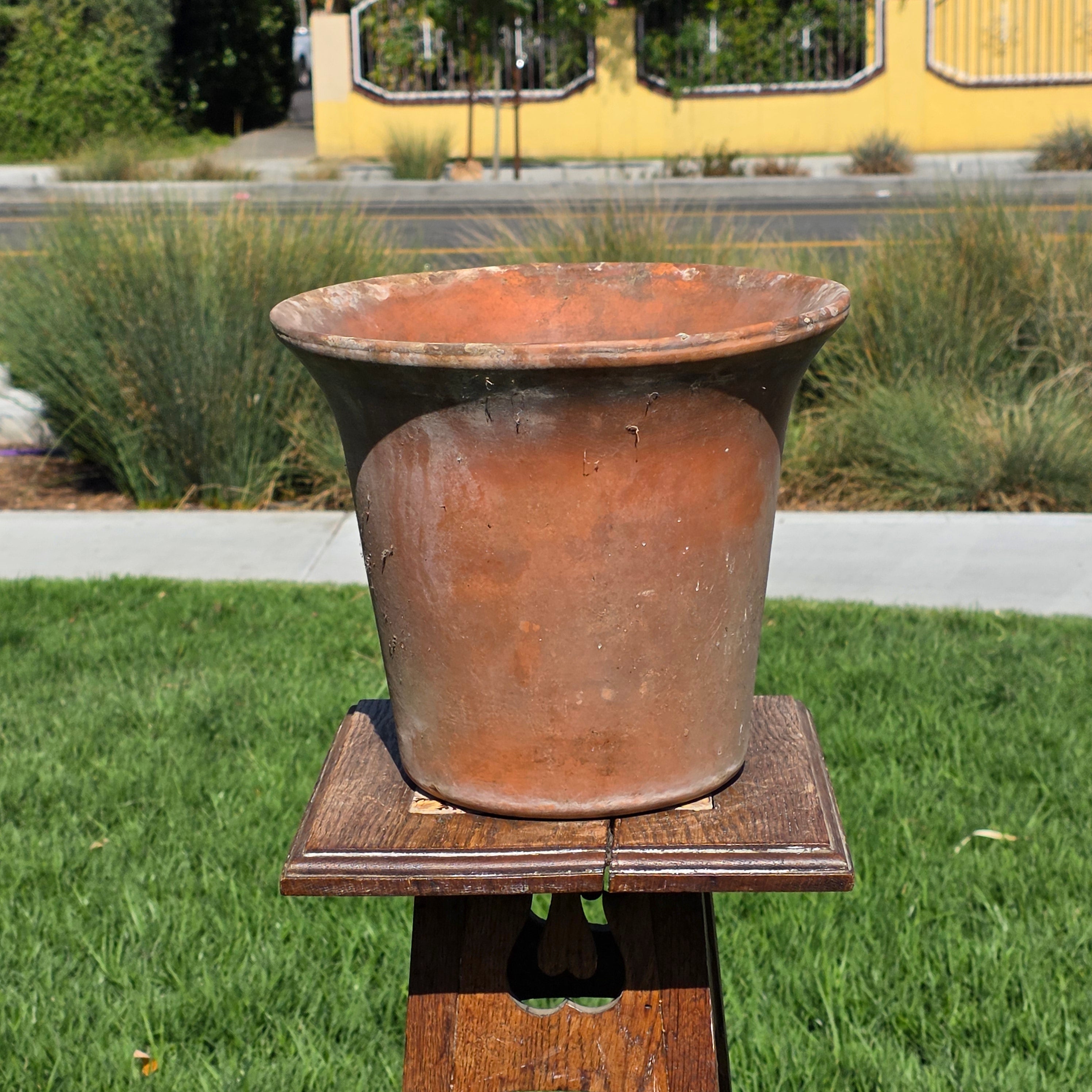 Vintage Terracotta Garden Planter Pot Weathered Flower Plant Tapered Rim 11"