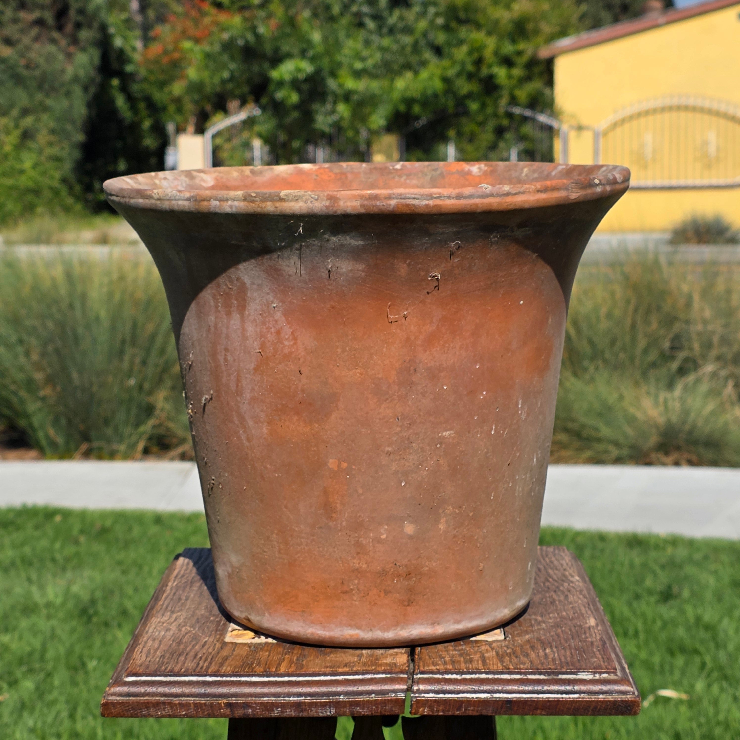 Vintage Terracotta Garden Planter Pot Weathered Flower Plant Tapered Rim 11"