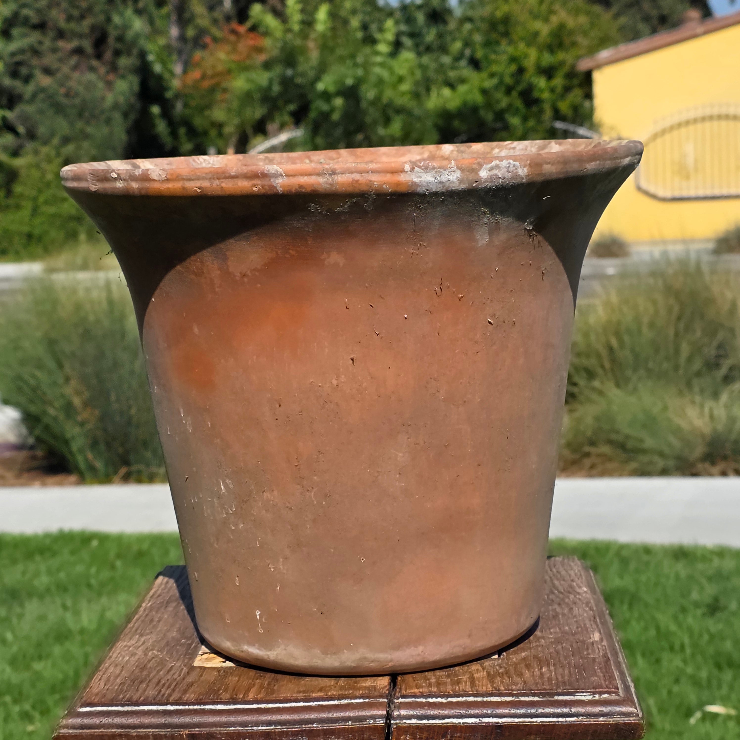 Vintage Terracotta Garden Planter Pot Weathered Flower Plant Tapered Rim 11"