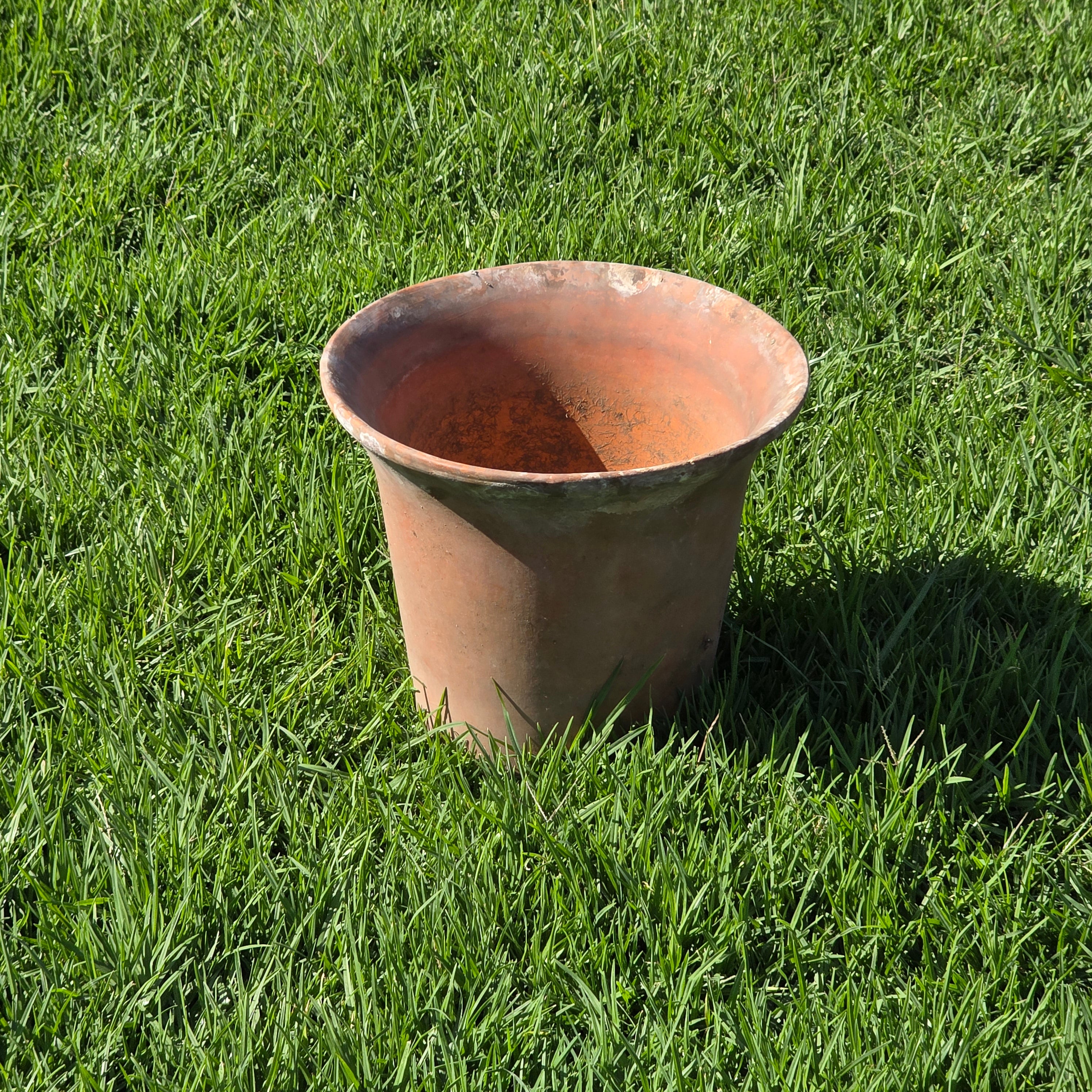 Vintage Terracotta Garden Planter Pot Weathered Flower Plant Tapered Rim 11"