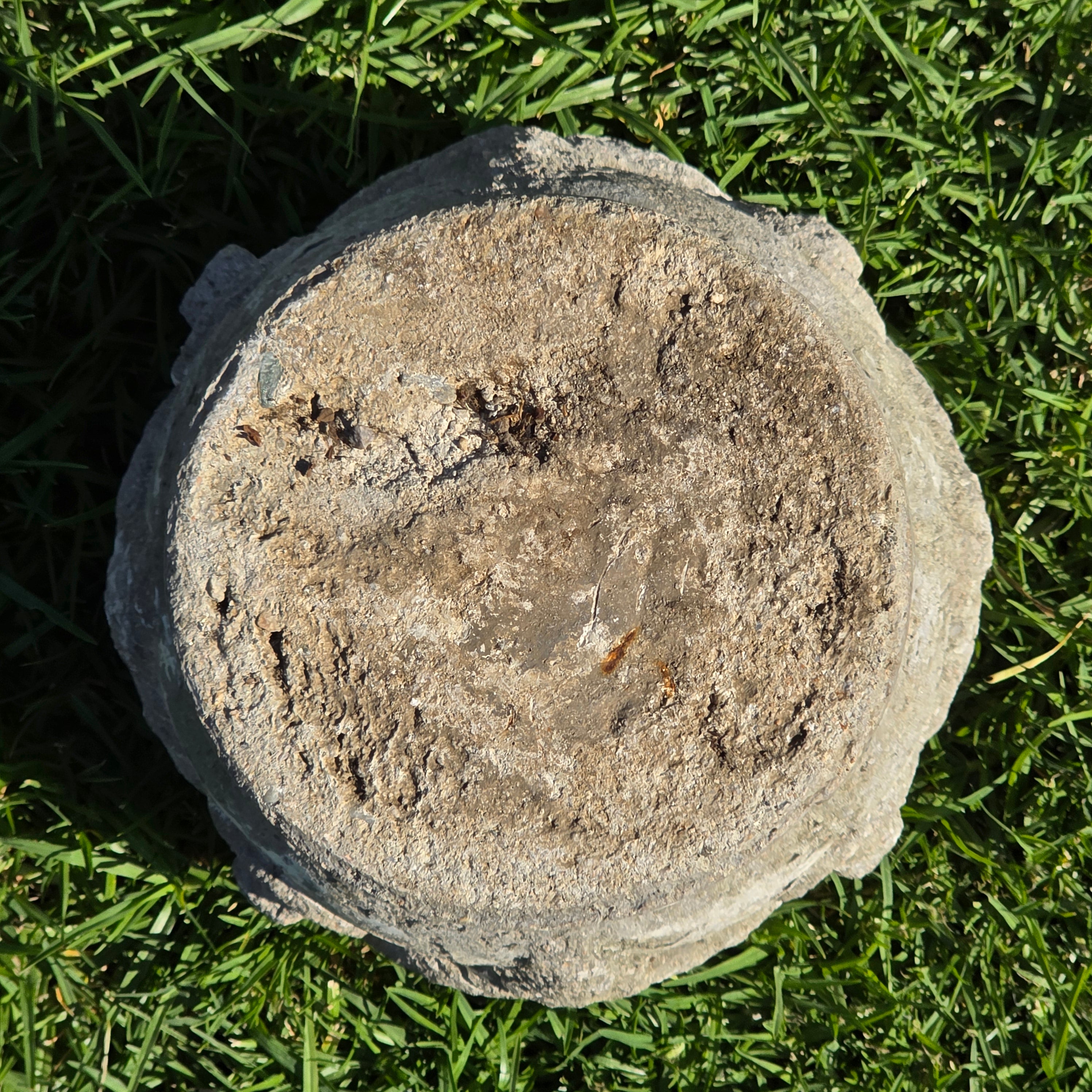 Vintage Concrete Garden Planter Greek Key Grape Urn Cast Stone Heavy Pot 18 lbs