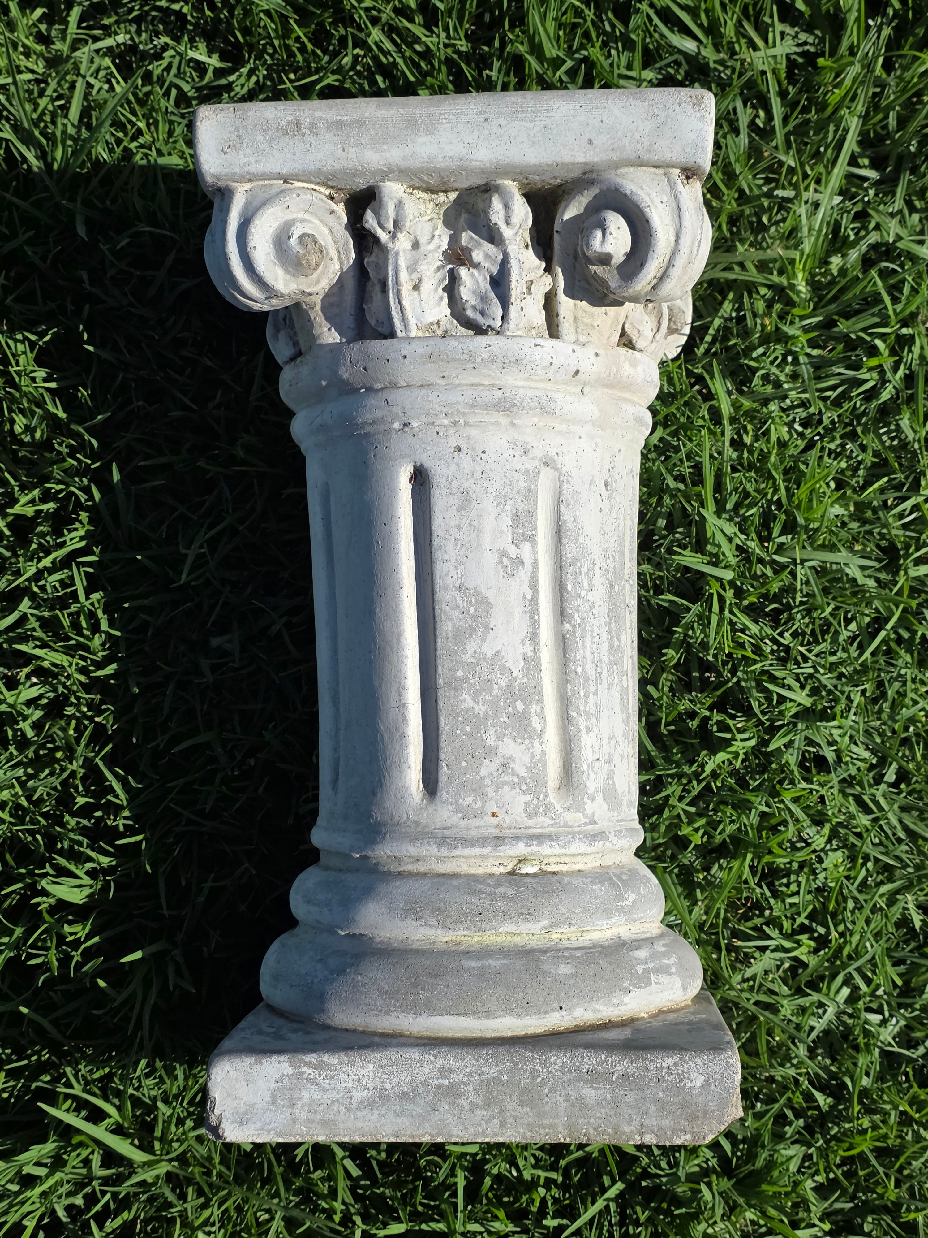Share Vintage Concrete Column Pedestal Stand Ionic Capital Cast Stone Plant Base 50lb