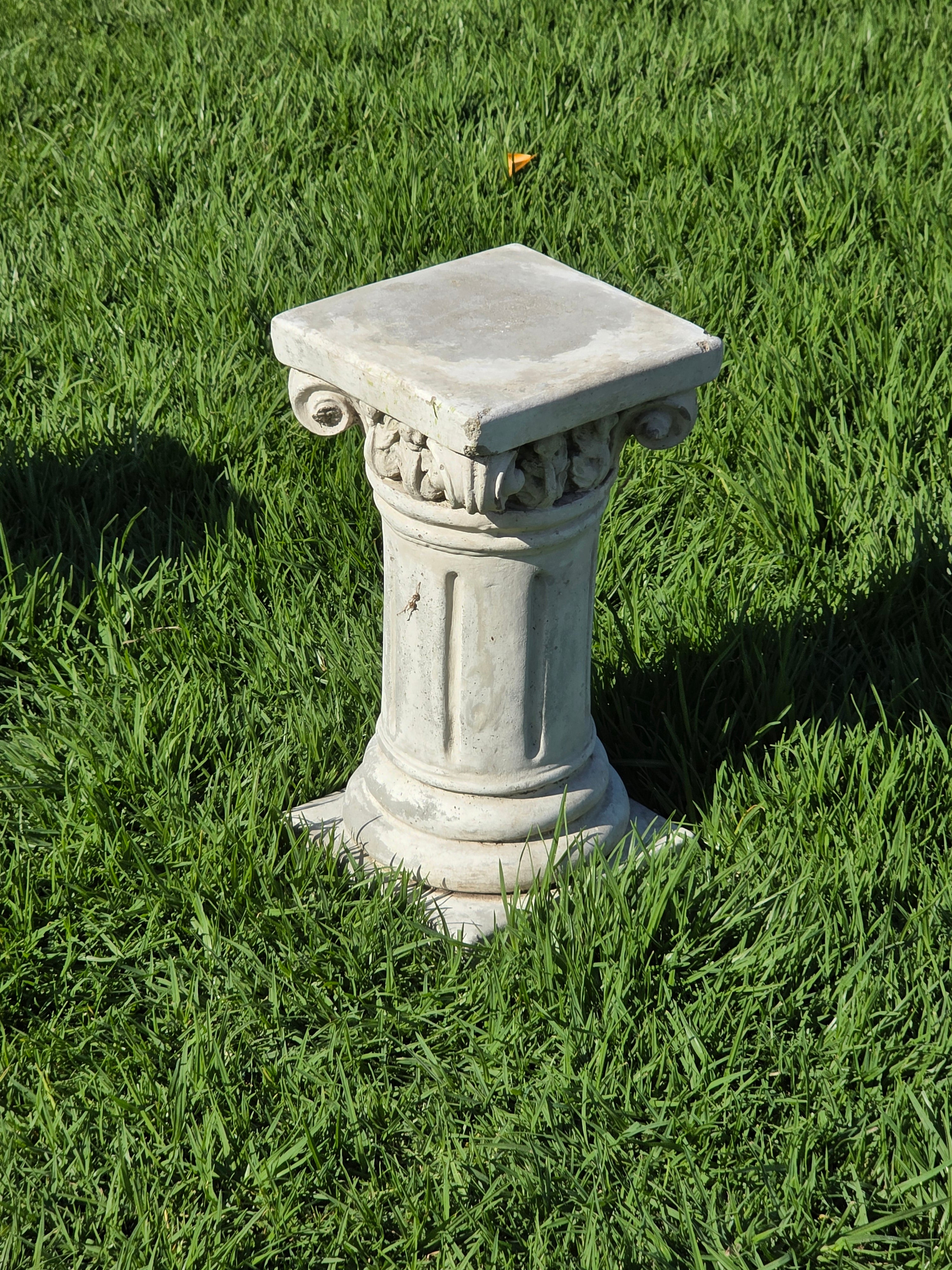 Share Vintage Concrete Column Pedestal Stand Ionic Capital Cast Stone Plant Base 50lb