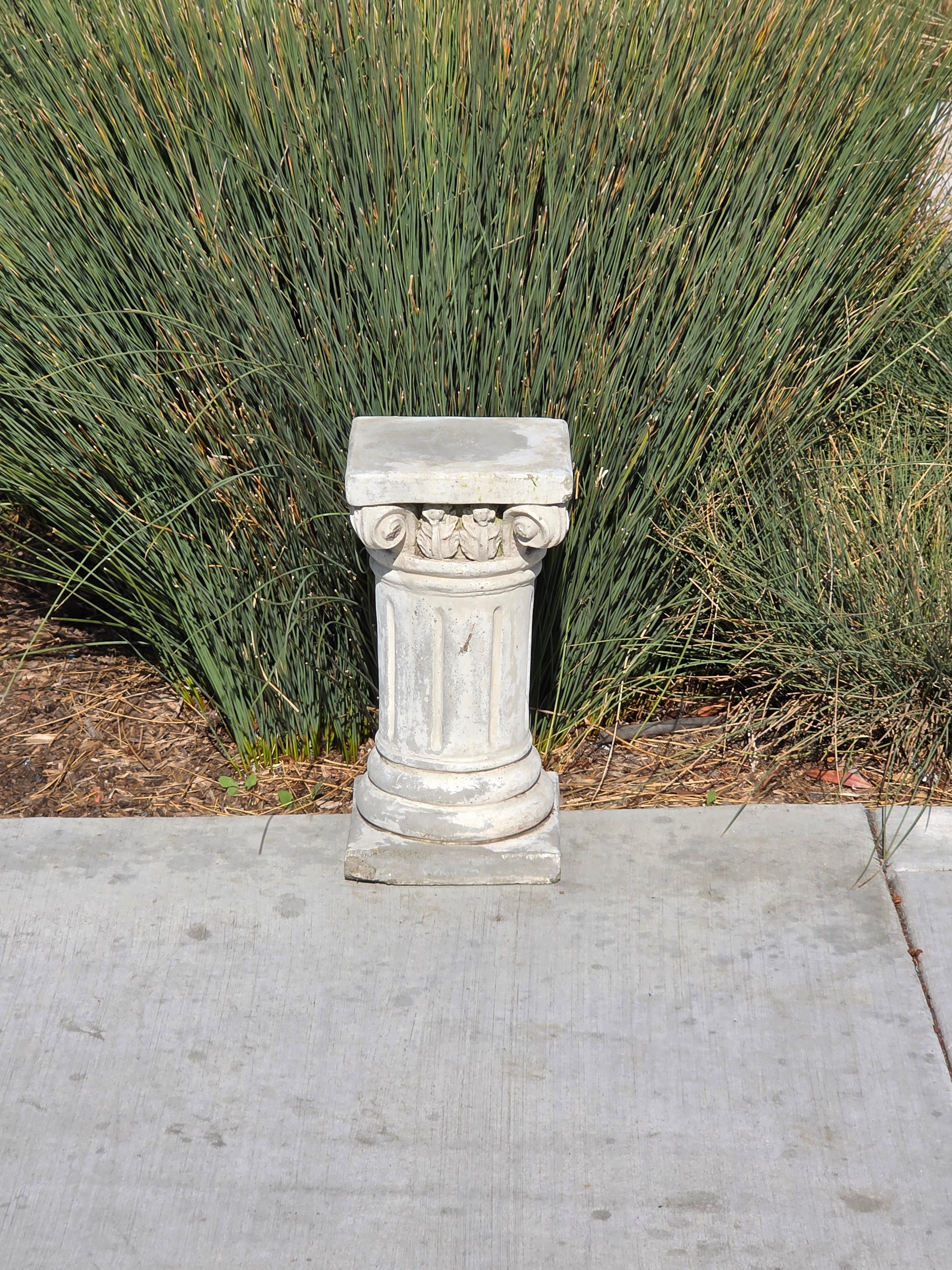 Share Vintage Concrete Column Pedestal Stand Ionic Capital Cast Stone Plant Base 50lb