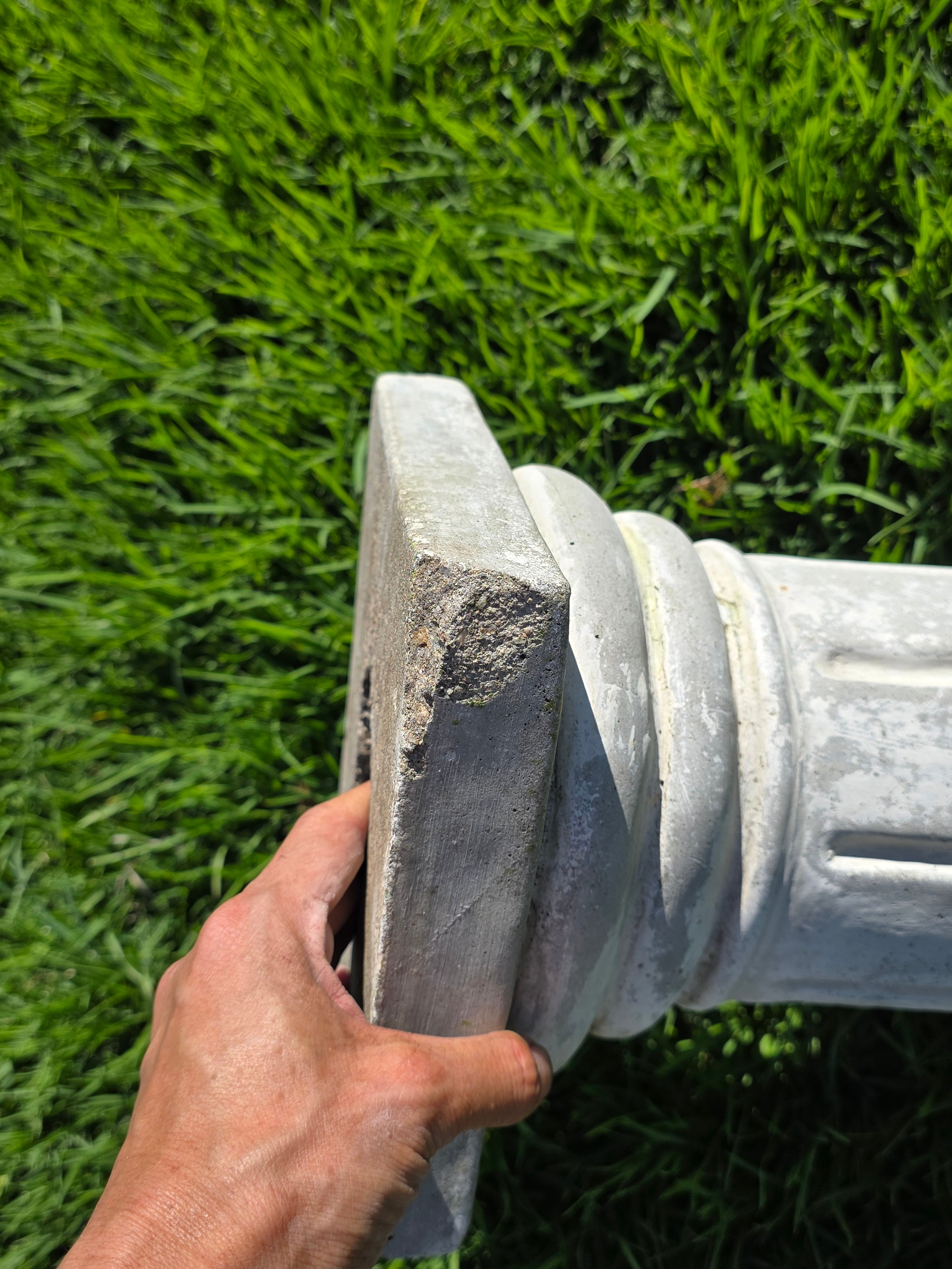 Share Vintage Concrete Column Pedestal Stand Ionic Capital Cast Stone Plant Base 50lb