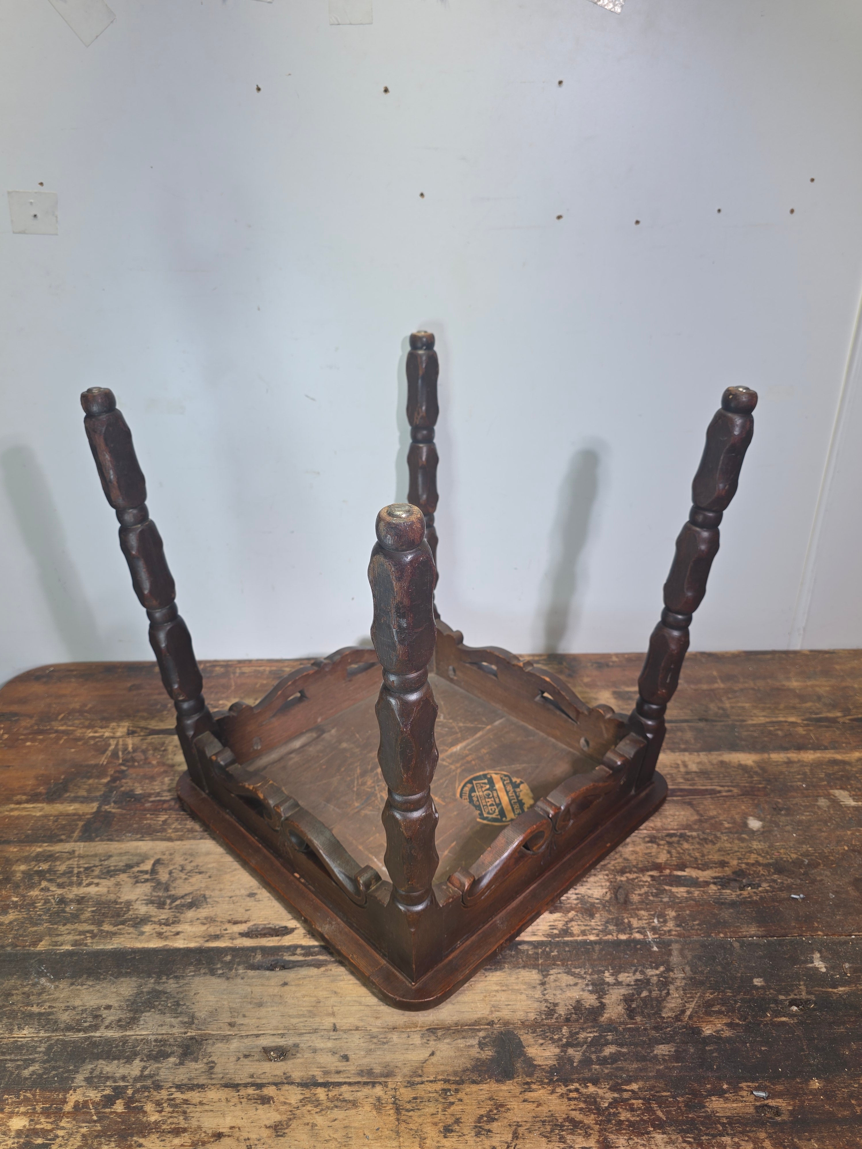 Vintage 1930s Tudor Tile Occasional Table Wood Side Nightstand Whittier CA