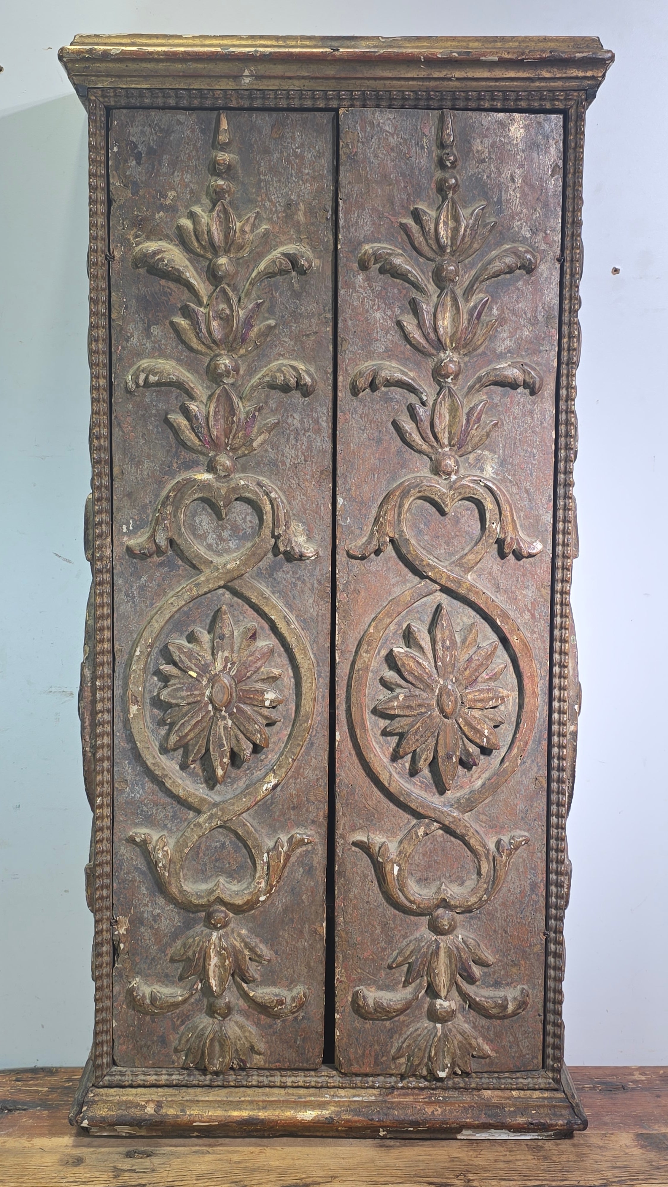 Tabernacle Church Cabinet 1700s Italian Spanish Baroque Carved Wood Wall Gilt