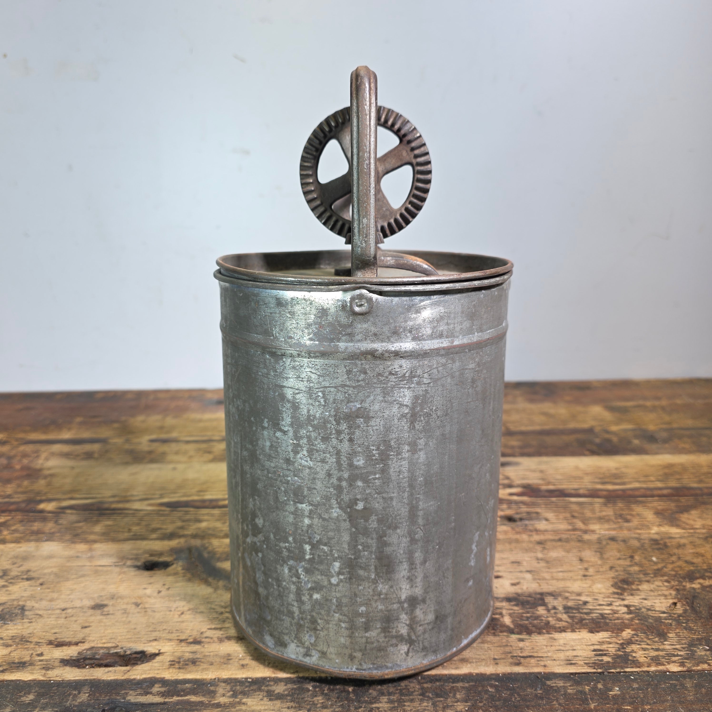Antique Hand Crank Butter Churn Tin Metal Glass Washer Ice Cream Maker Primitive