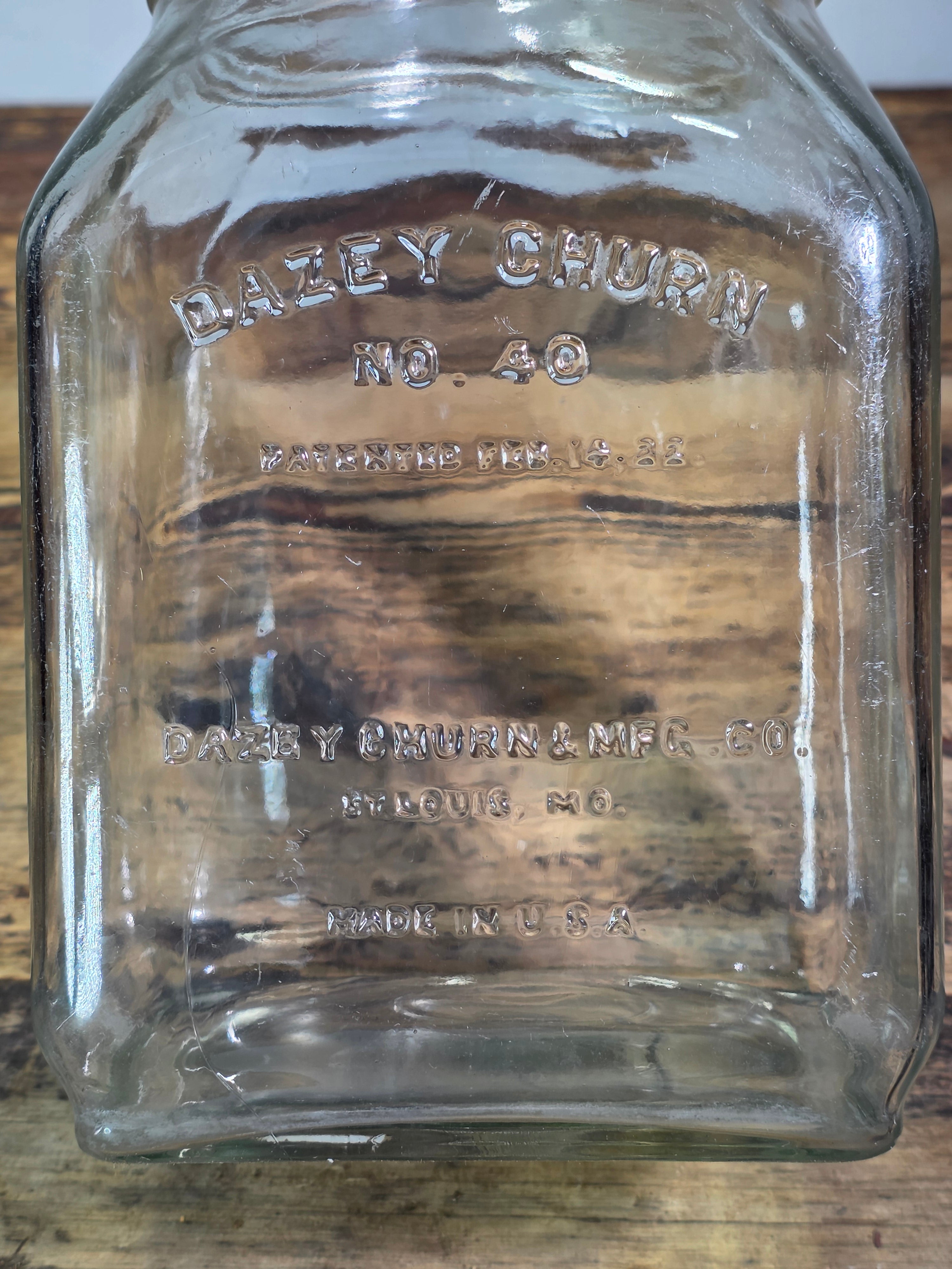 Antique Dazey Butter Churn No 40 Glass Jar 40B Cast Iron Hand Crank Patented 1922