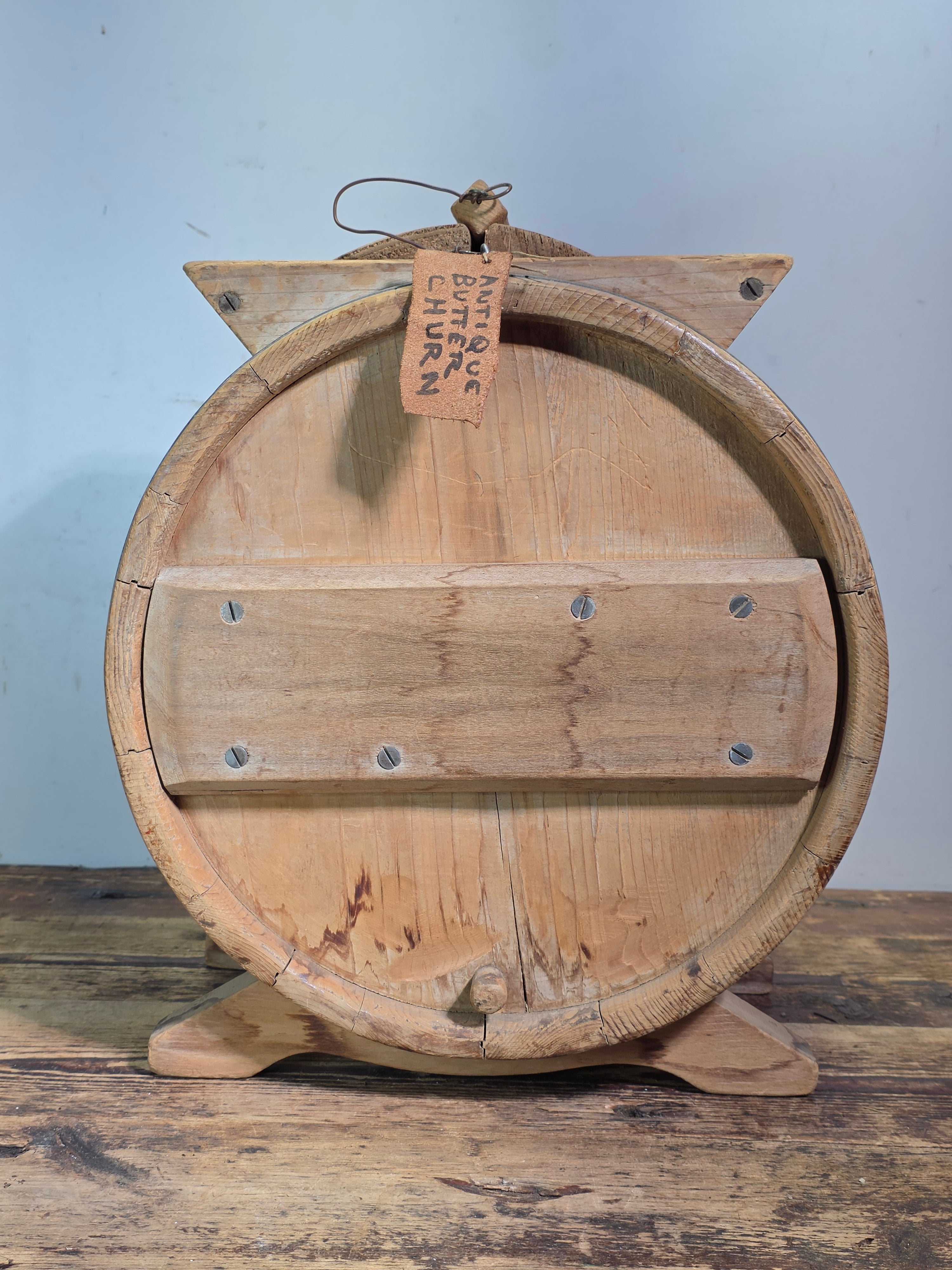 Antique Wooden Barrel Butter Churn Hand Crank Primitive Farmhouse Country Rustic