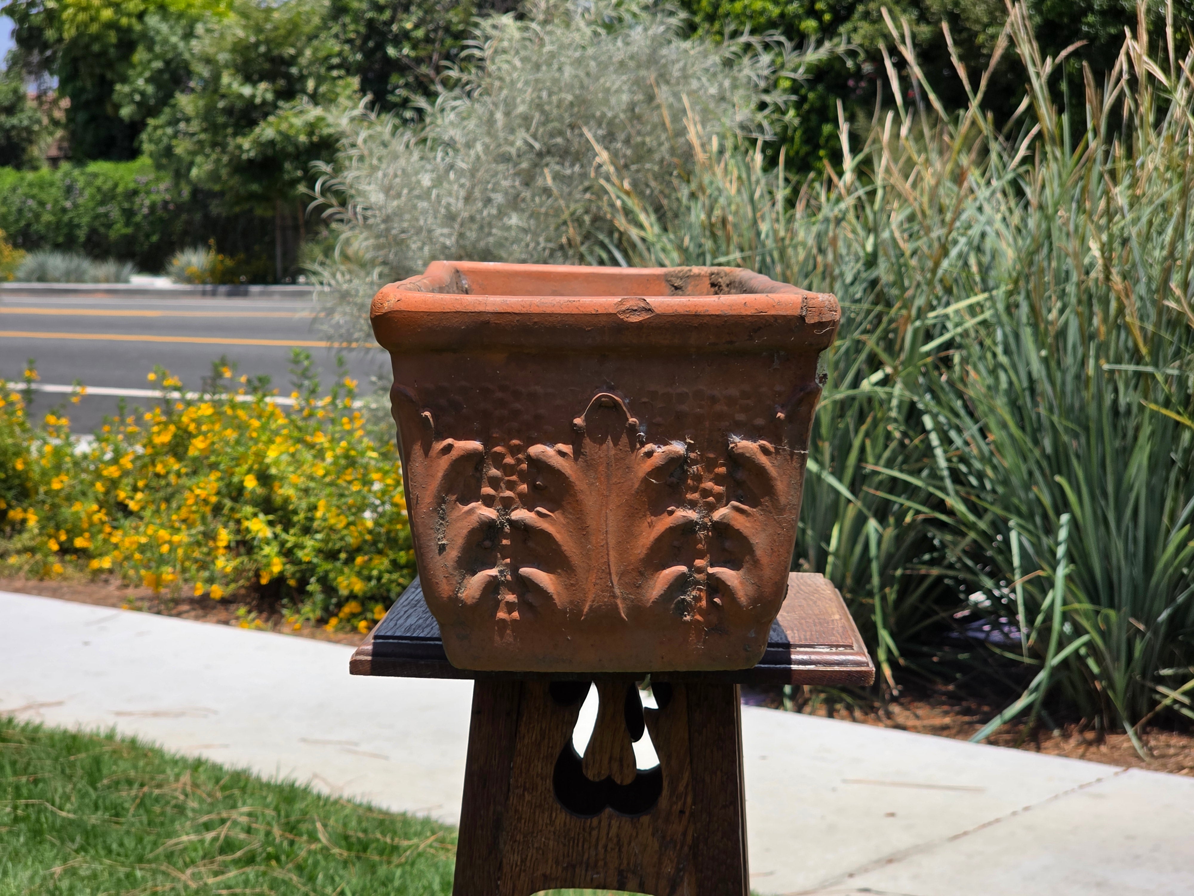 Vintage Terracotta Window Box Planter Italian Style Acanthus Leaf Trough Pot 20"