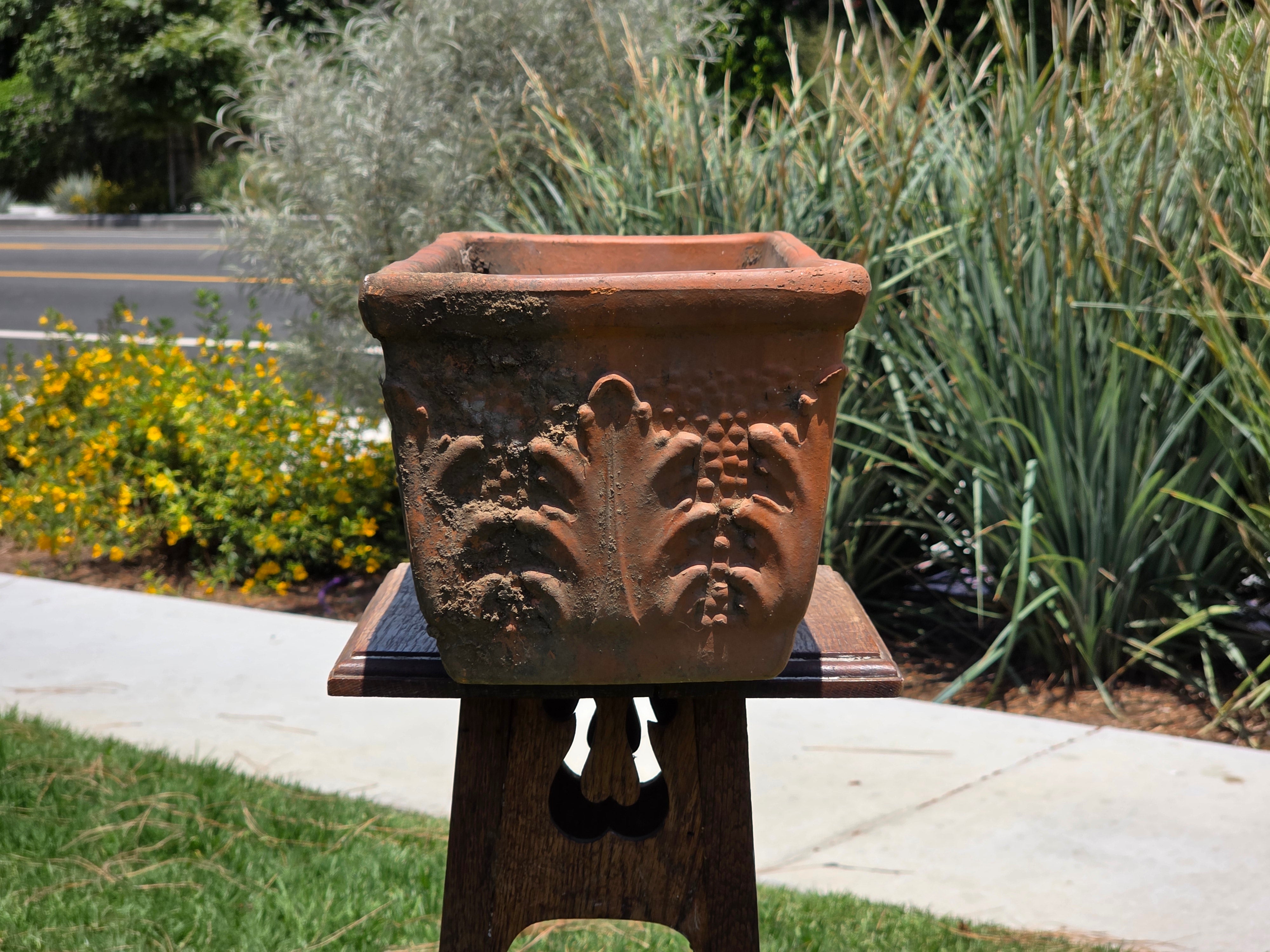 Vintage Terracotta Window Box Planter Italian Style Acanthus Leaf Trough Pot 20"