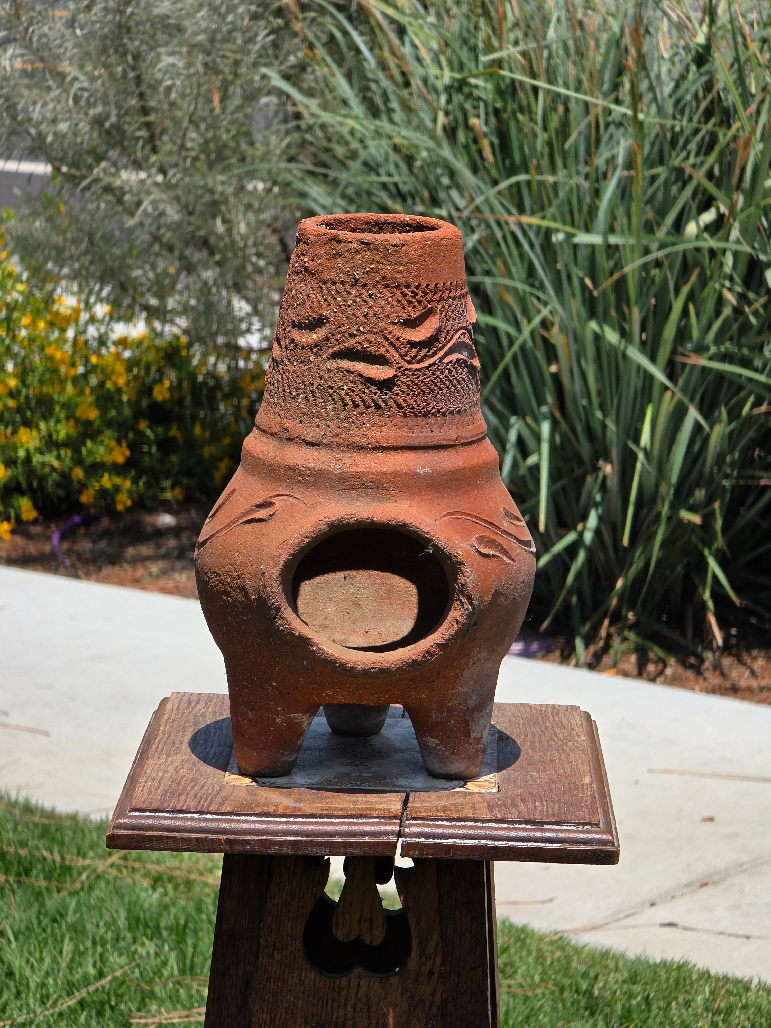 Vintage Mini Chiminea Terracotta Planter Candle Holder Clay Pottery Rustic 12"