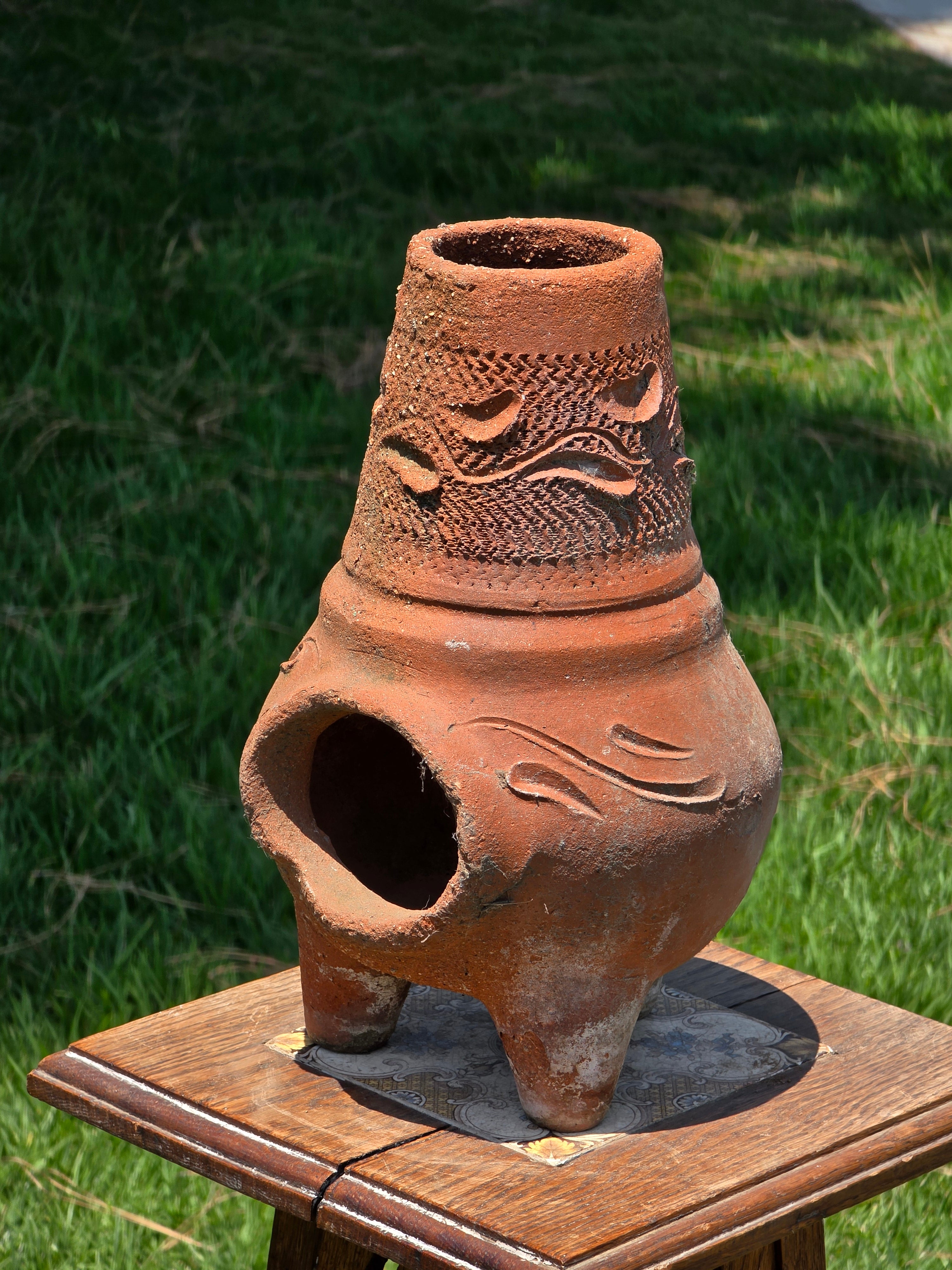 Vintage Mini Chiminea Terracotta Planter Candle Holder Clay Pottery Rustic 12"