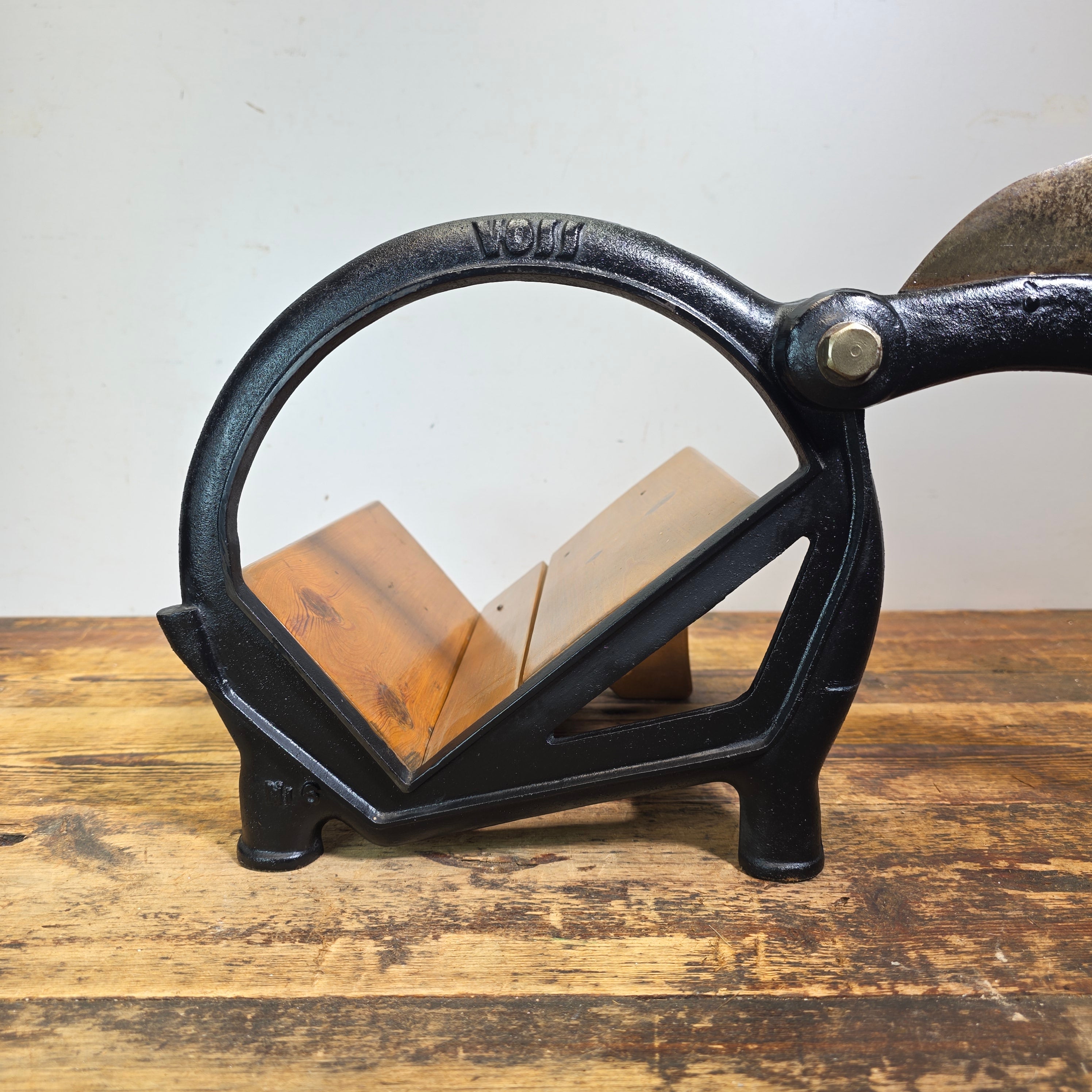 Rare Early VOSS No 6 Bread Slicer Restored Cast Iron Antique Wood Denmark Cutter