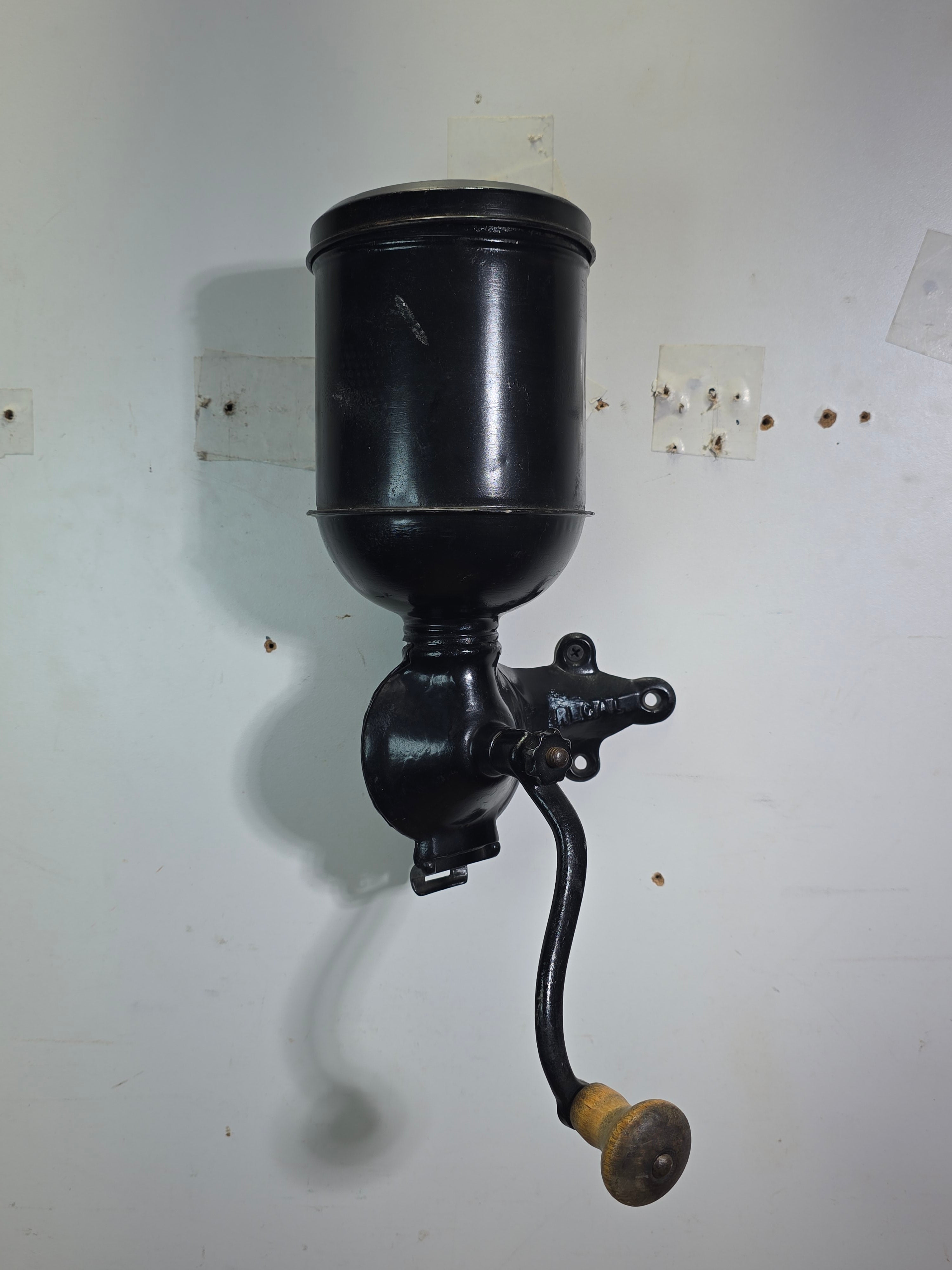 Antique Regal No 44 Cast Iron Wall Mount Coffee Grinder Mill Repainted 1900s