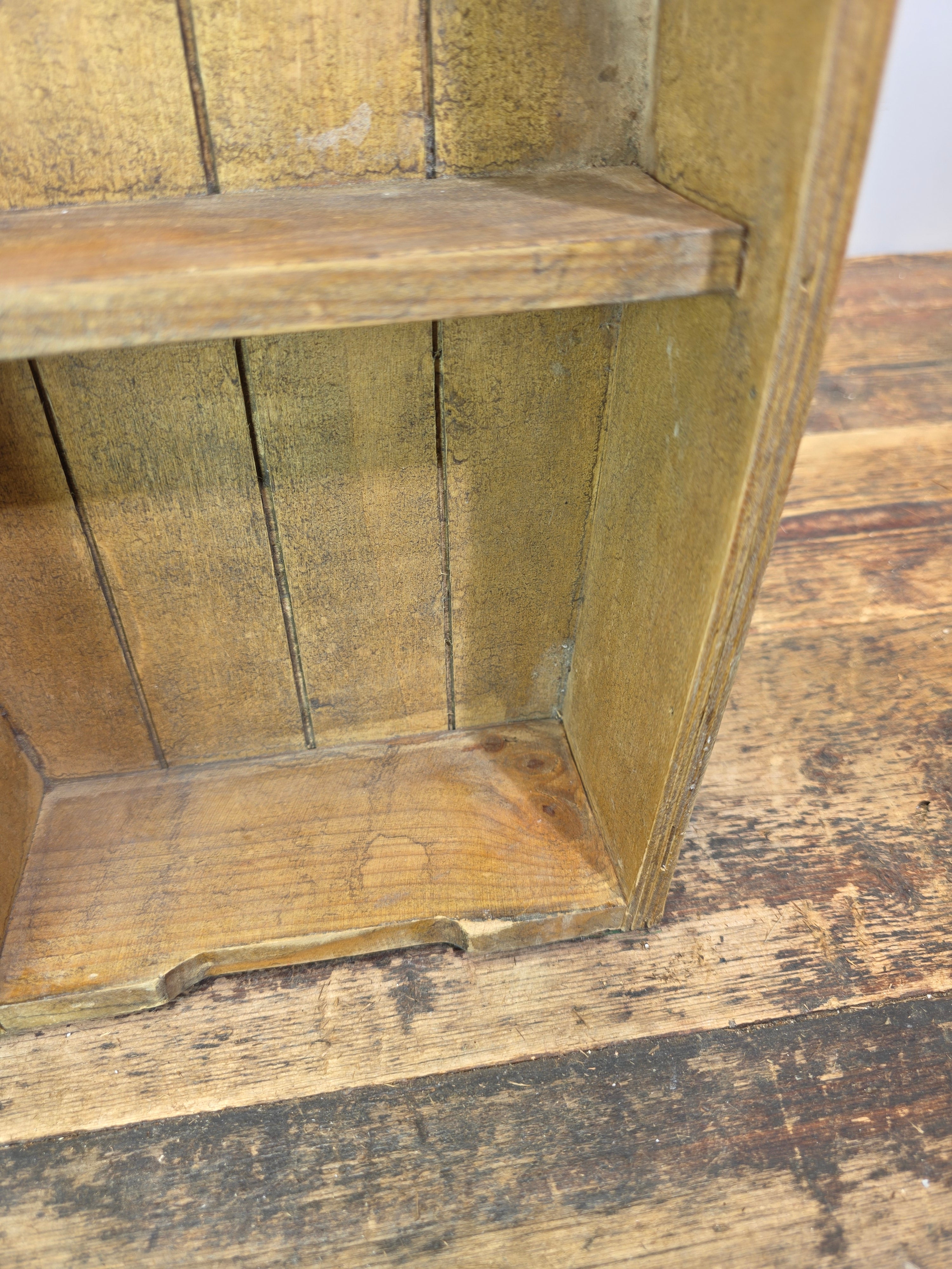 Vintage Wood Boat Wall Shelf Nautical Row Boat Shape Hanging Rack Blue Honey 23"