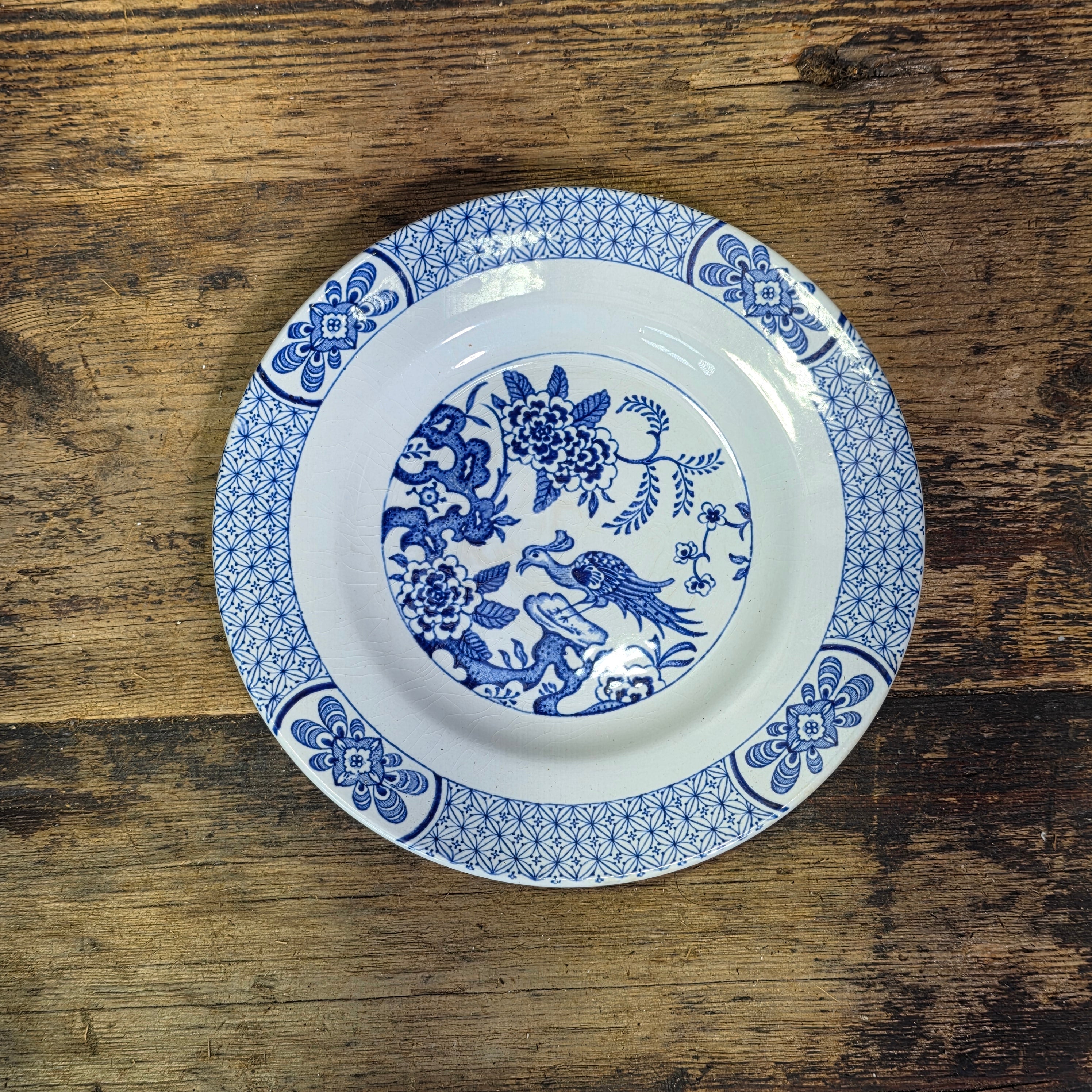 Vintage Barratts Staffordshire England Nan-Kin Blue White Plate 7" Chinoiserie