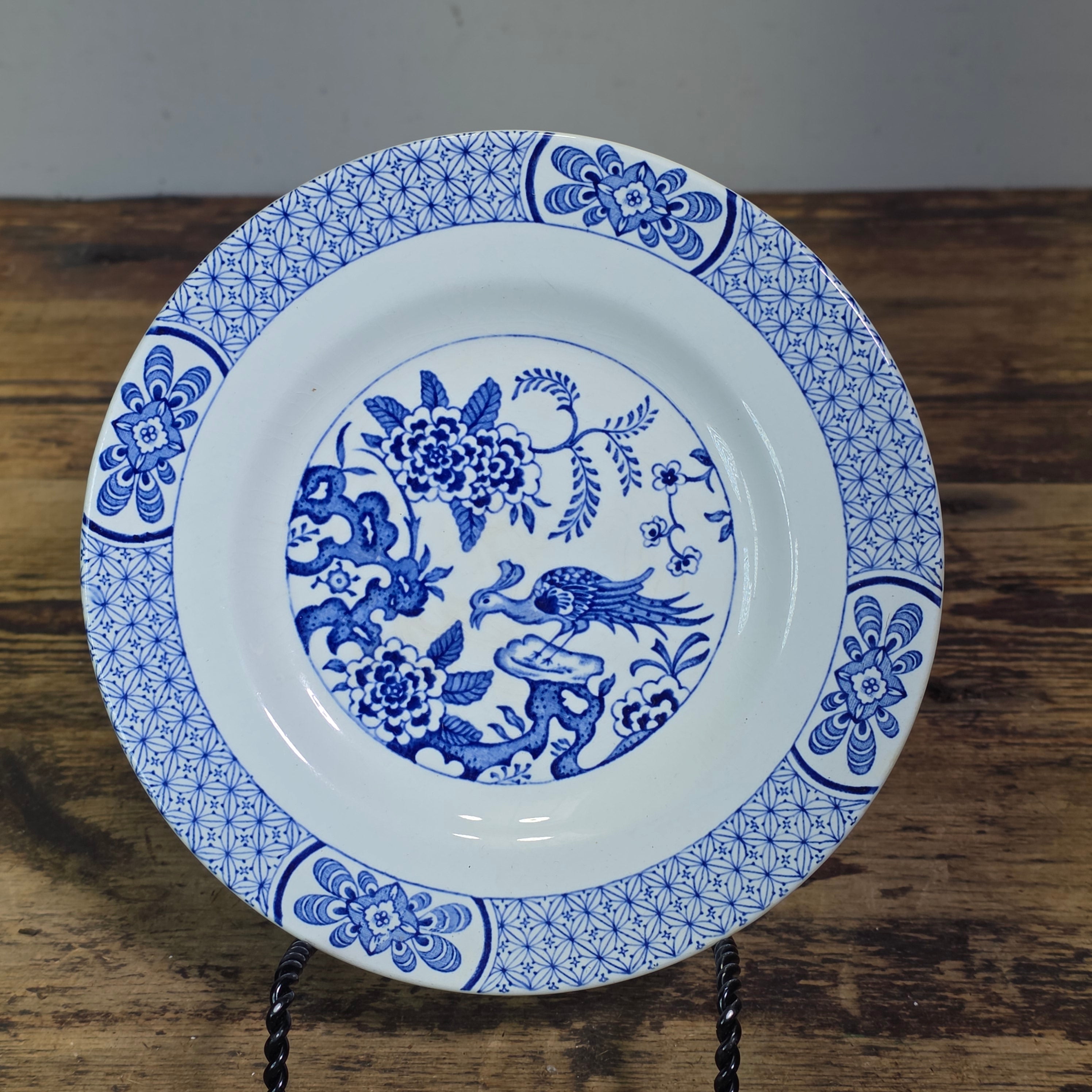 Vintage Barratts Staffordshire England Nan-Kin Blue White Plate 7" Chinoiserie