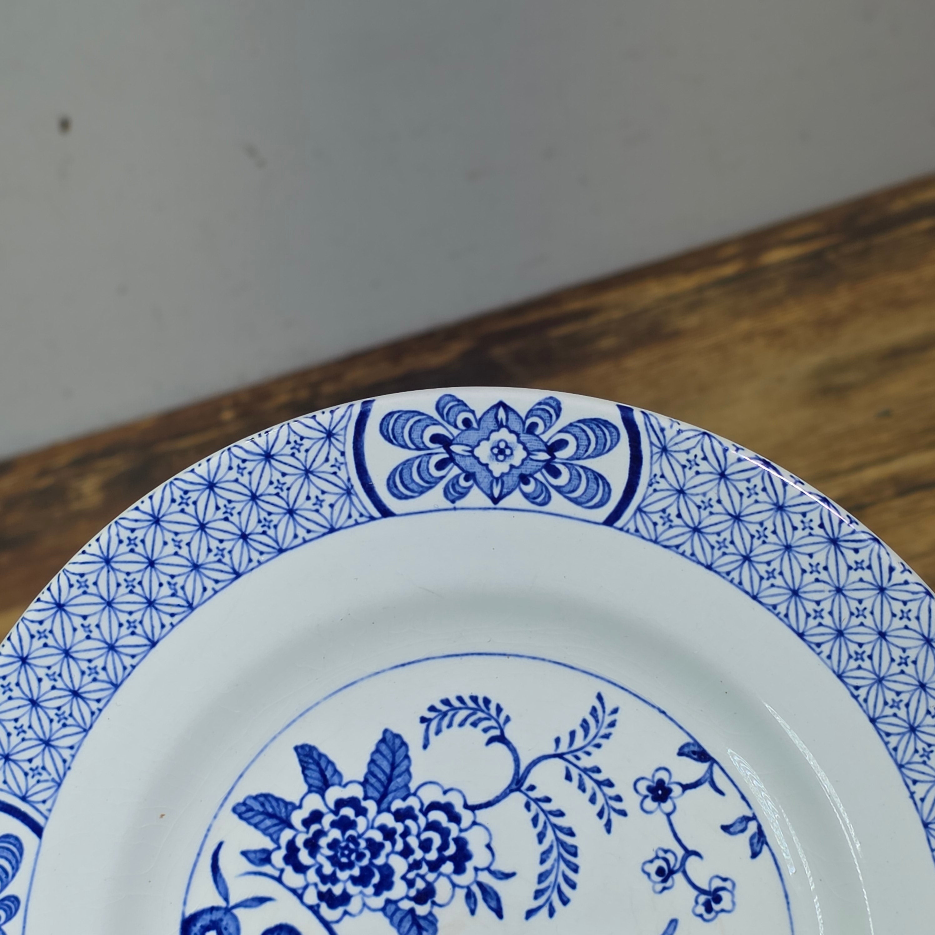 Vintage Barratts Staffordshire England Nan-Kin Blue White Plate 7" Chinoiserie