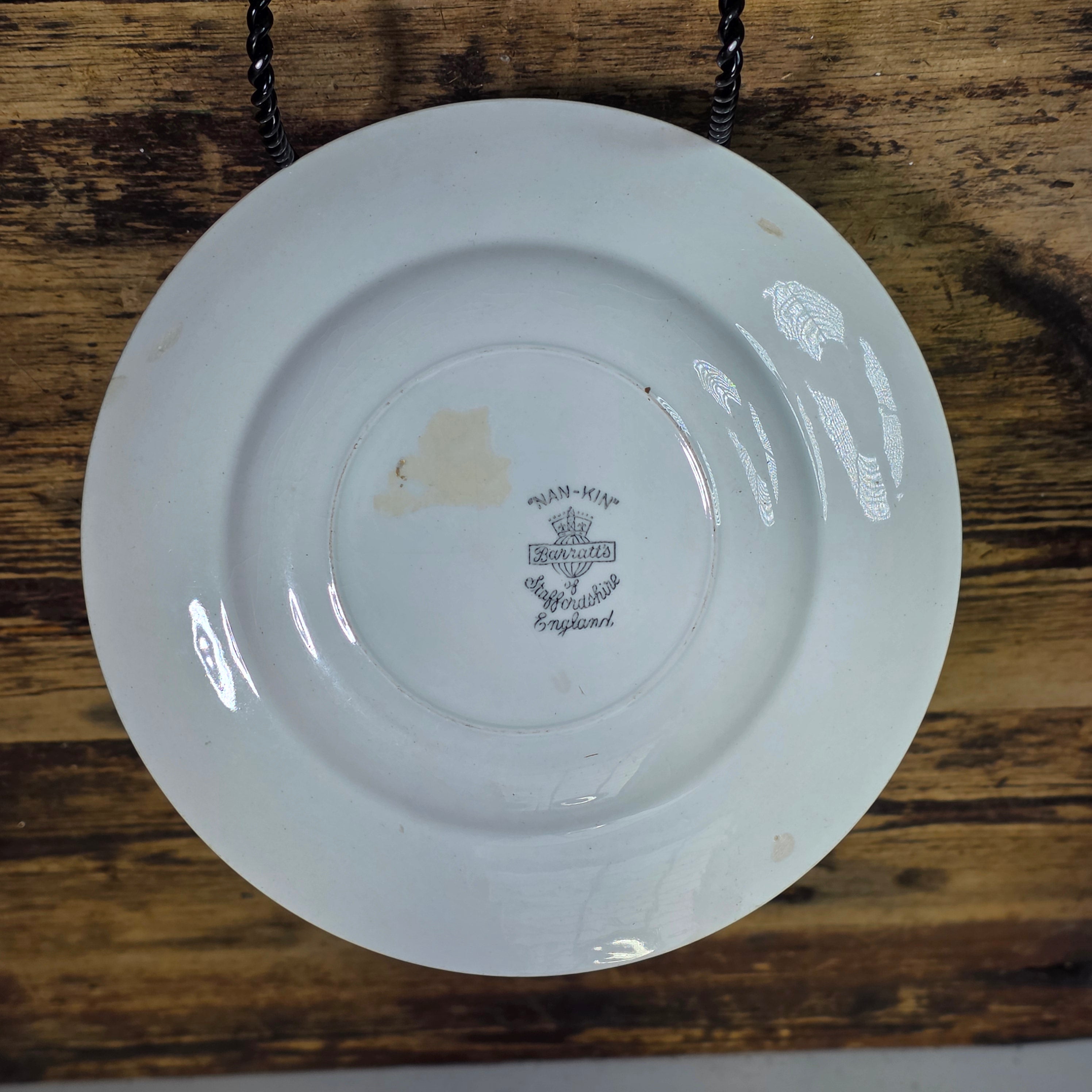 Vintage Barratts Staffordshire England Nan-Kin Blue White Plate 7" Chinoiserie
