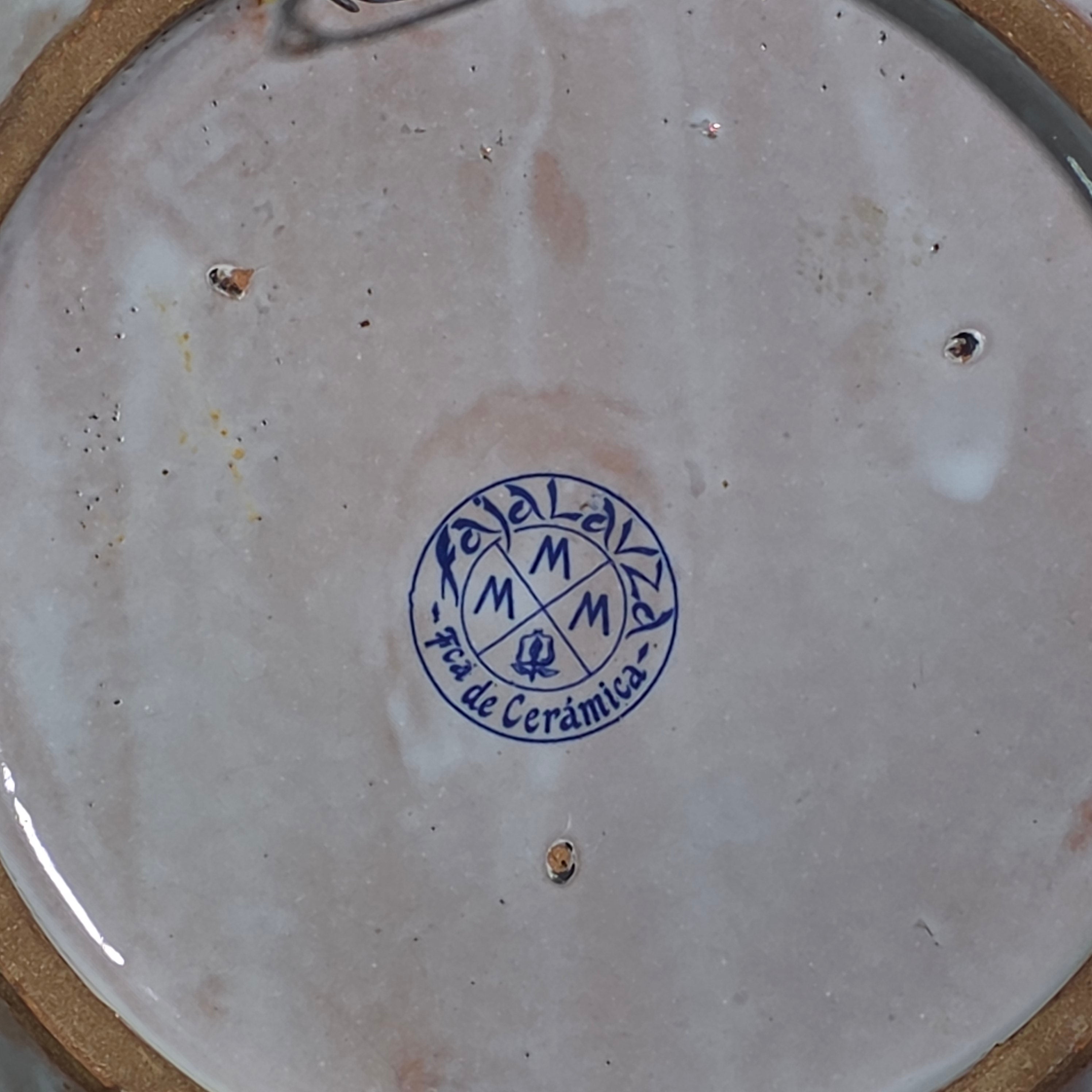 Vintage Fajalauza Granada Spanish Pottery Plate Blue White Bird MMM Morales 9"