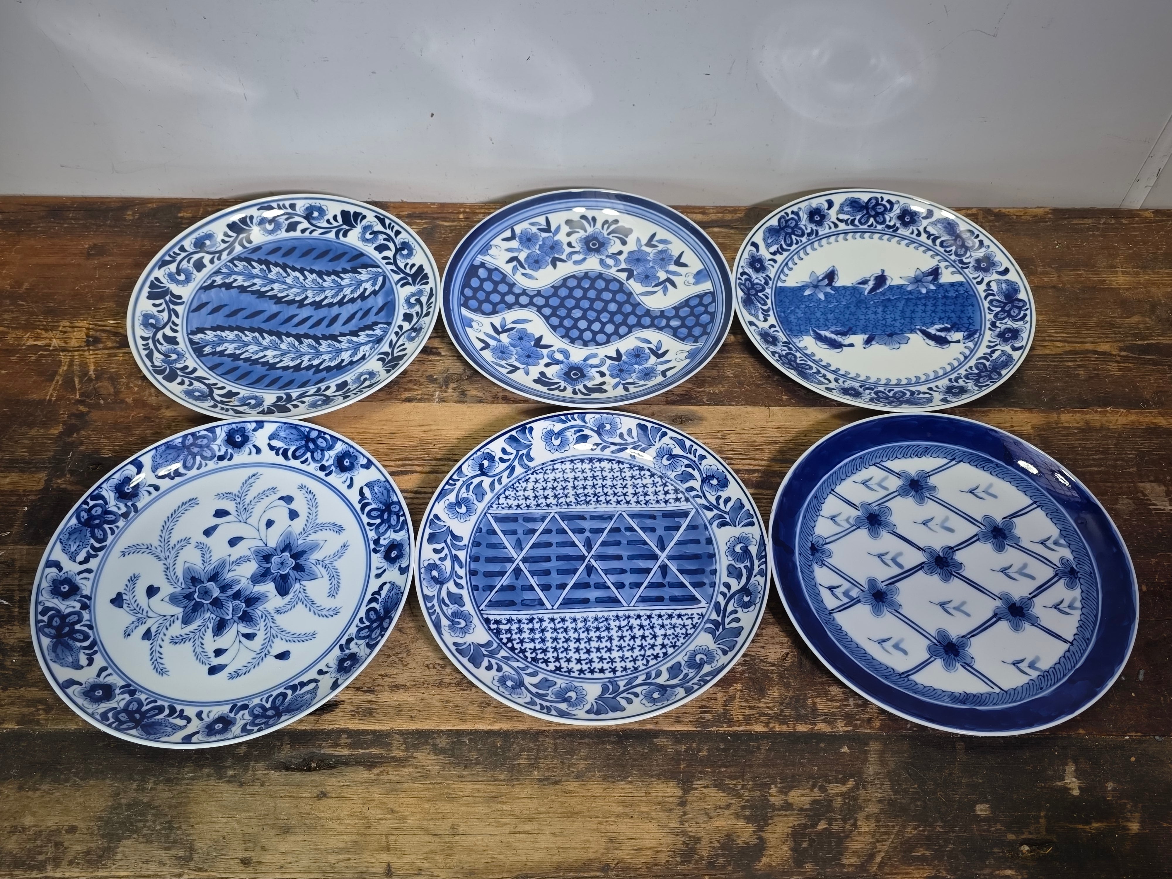 Kafuh Japan Blue White Porcelain Dinner Plates Set 6 Assorted Pattern 10"