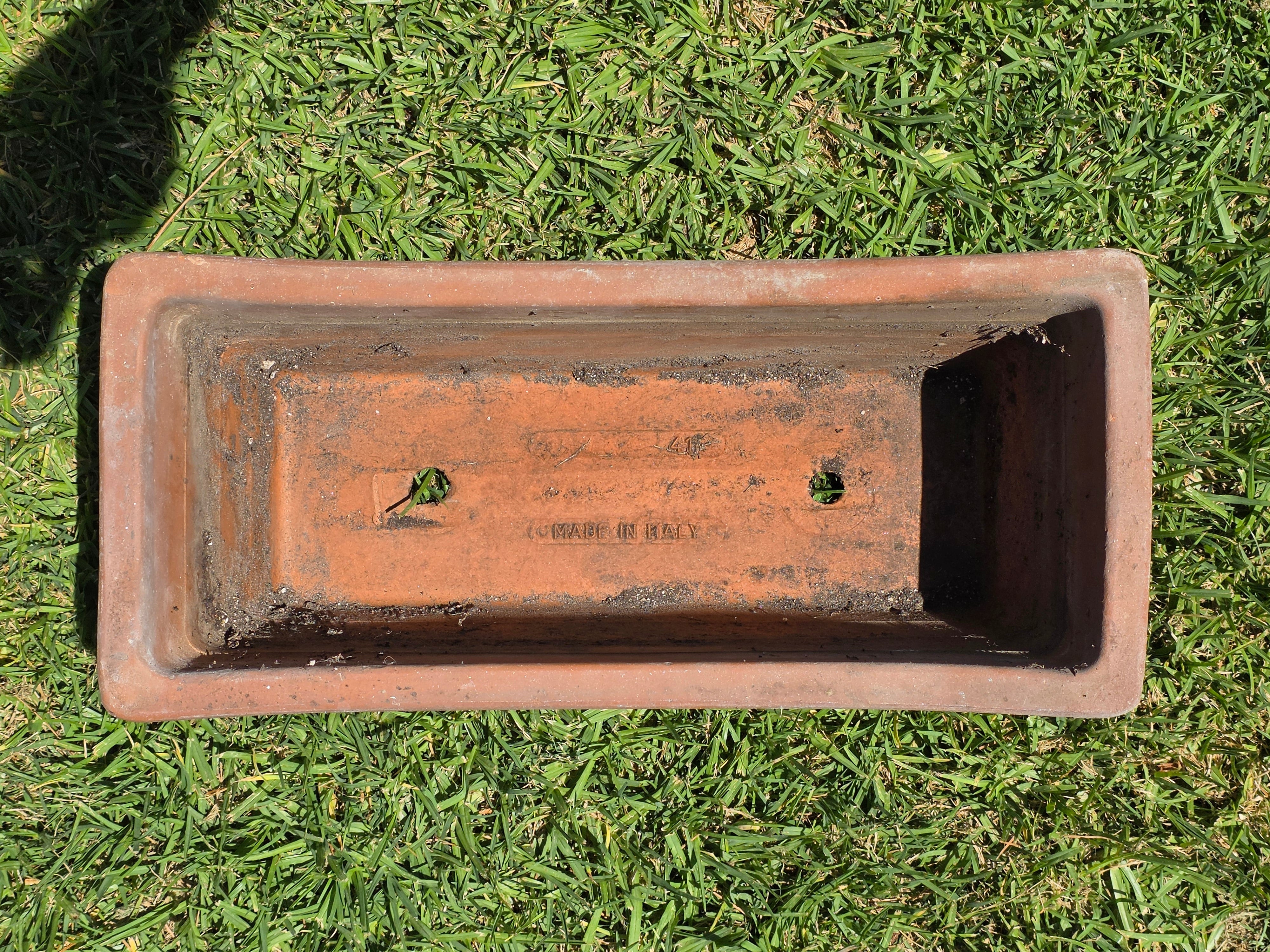 Vintage Italy Terracotta Planter Box Large Rectangular Trough Clay Flower Pot 16"
