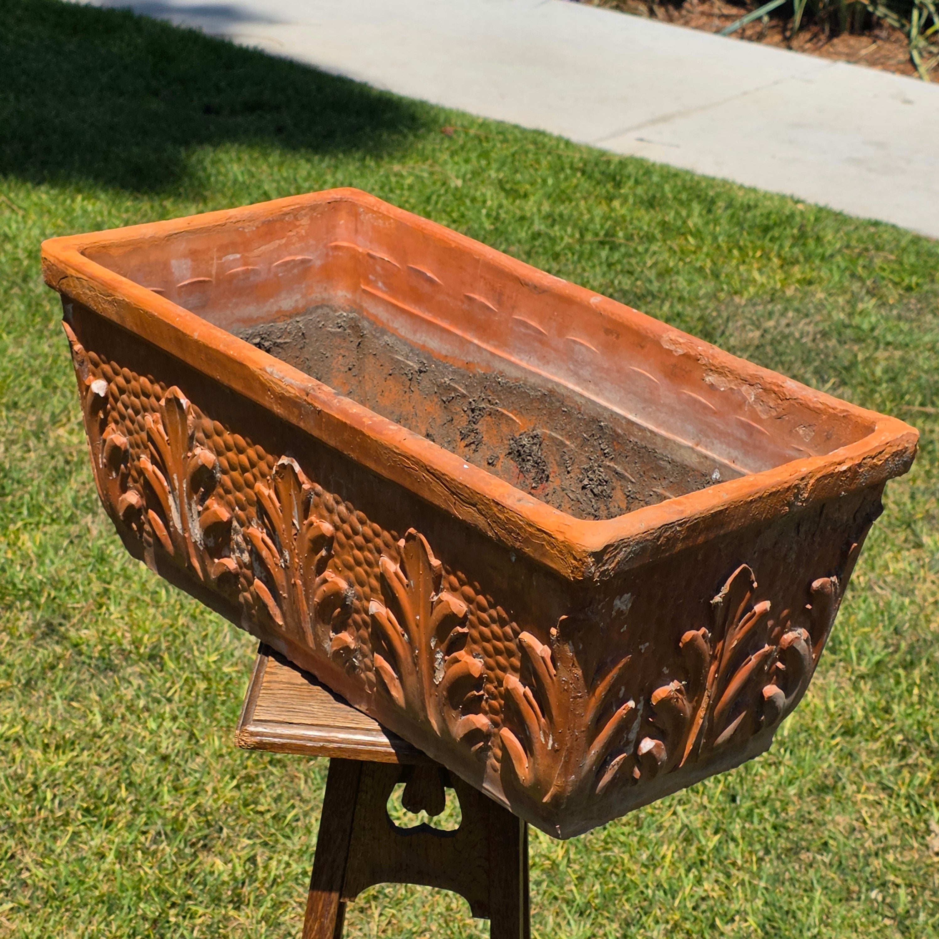 Vintage Terracotta Planter Box Large Rectangular Trough Clay Flower Pot 24"