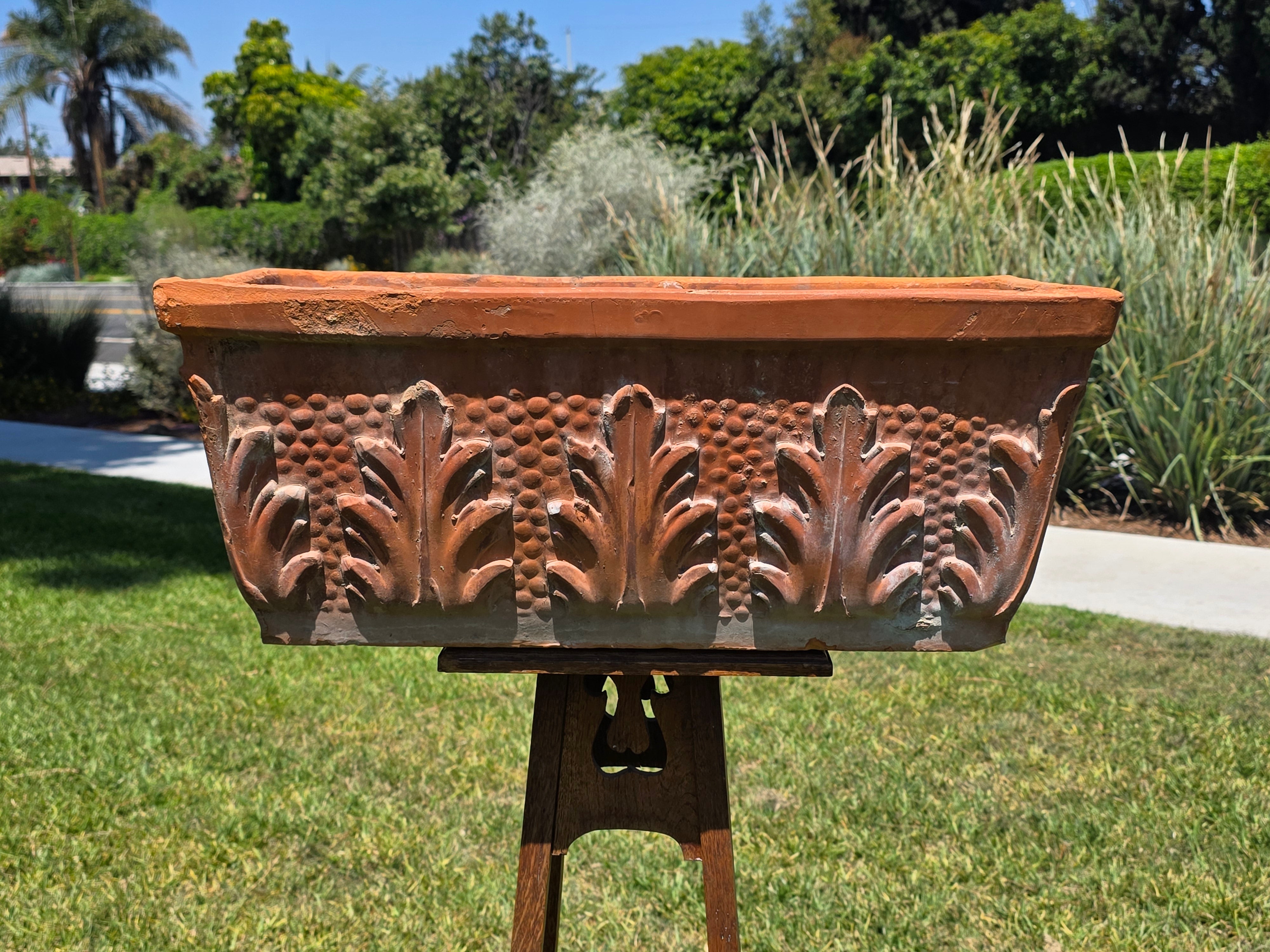 Vintage Terracotta Planter Box Large Rectangular Trough Clay Flower Pot 24"