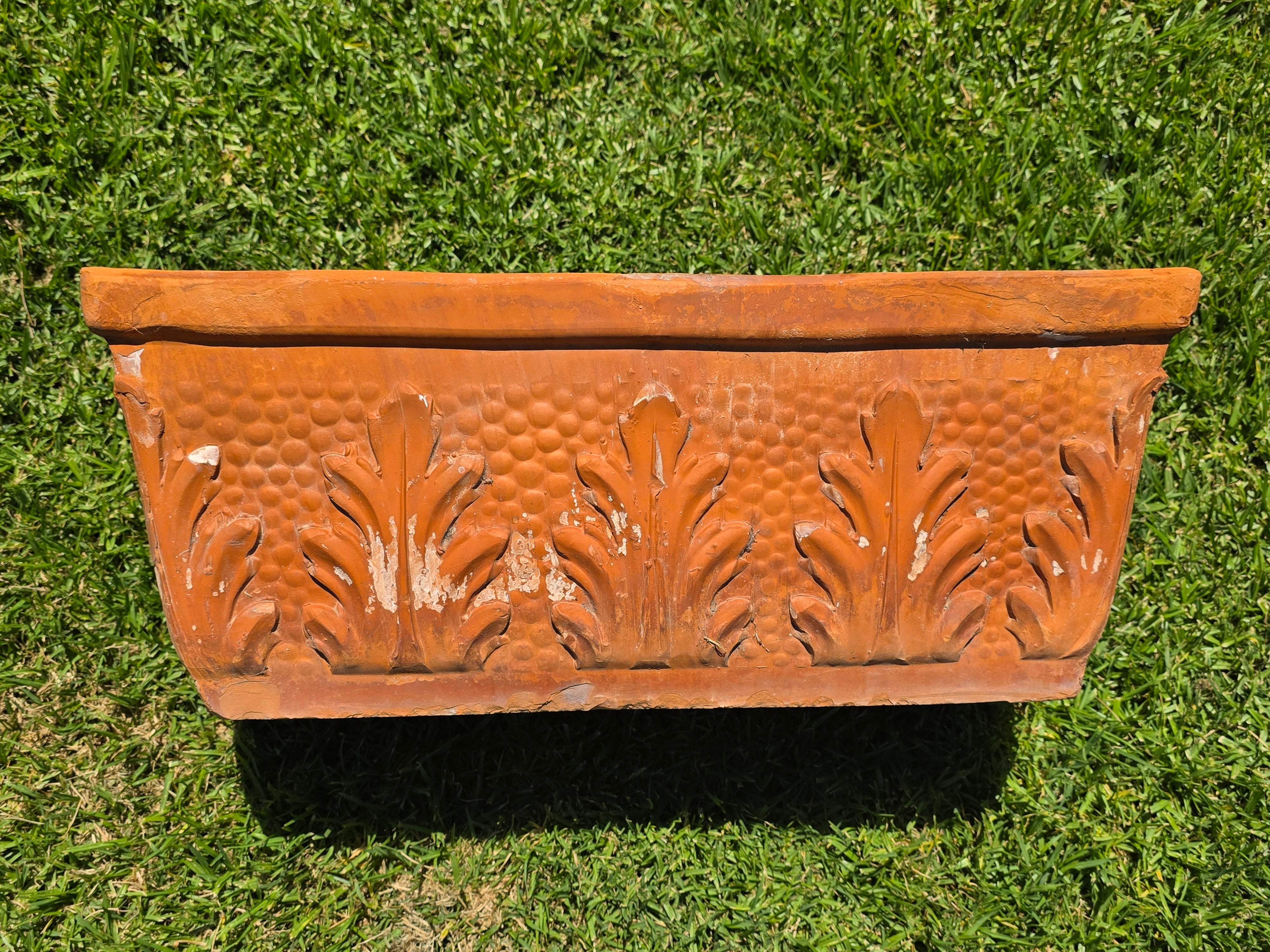 Vintage Terracotta Planter Box Large Rectangular Trough Clay Flower Pot 24"