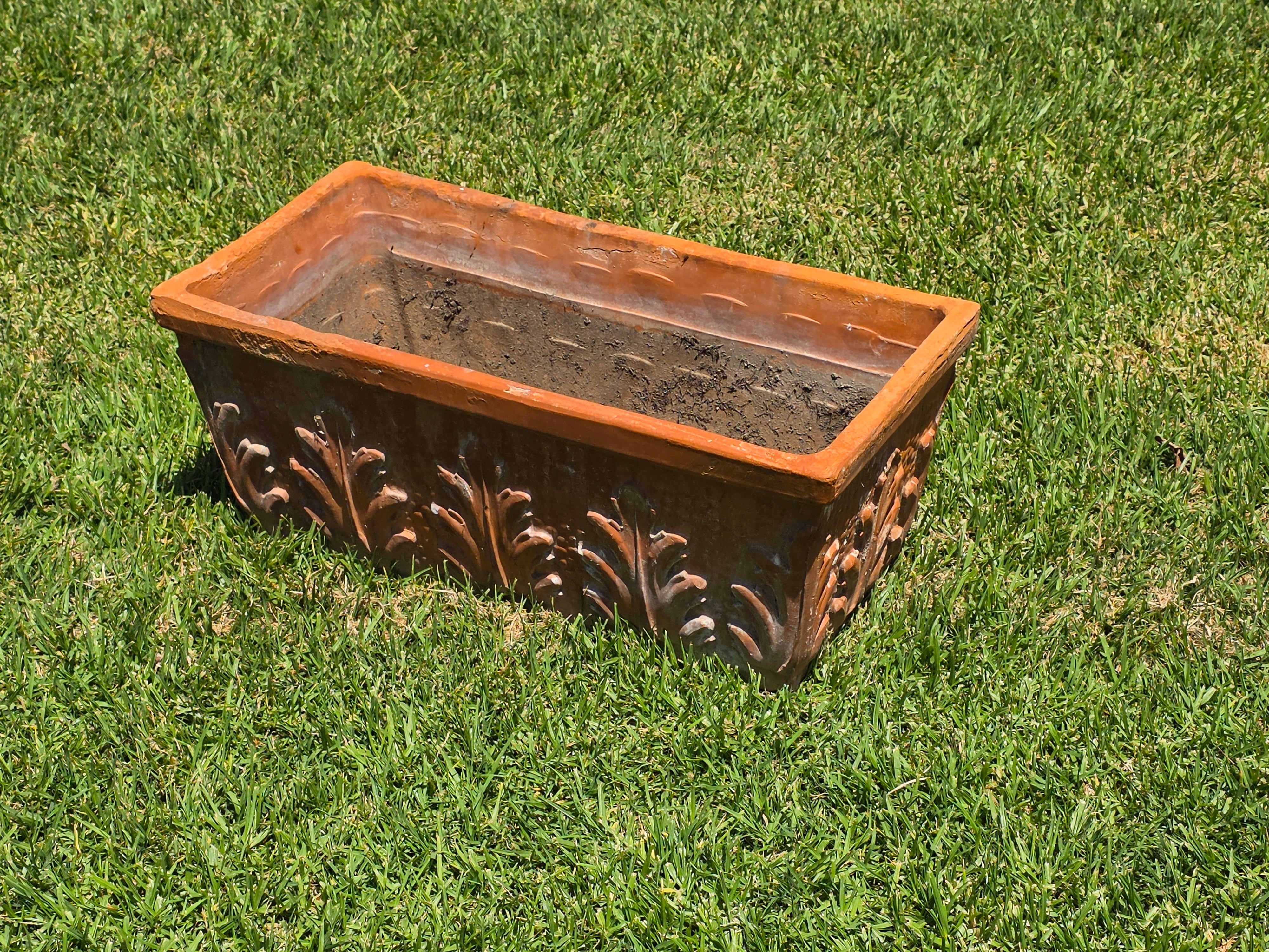 Vintage Terracotta Planter Box Large Rectangular Trough Clay Flower Pot 24"