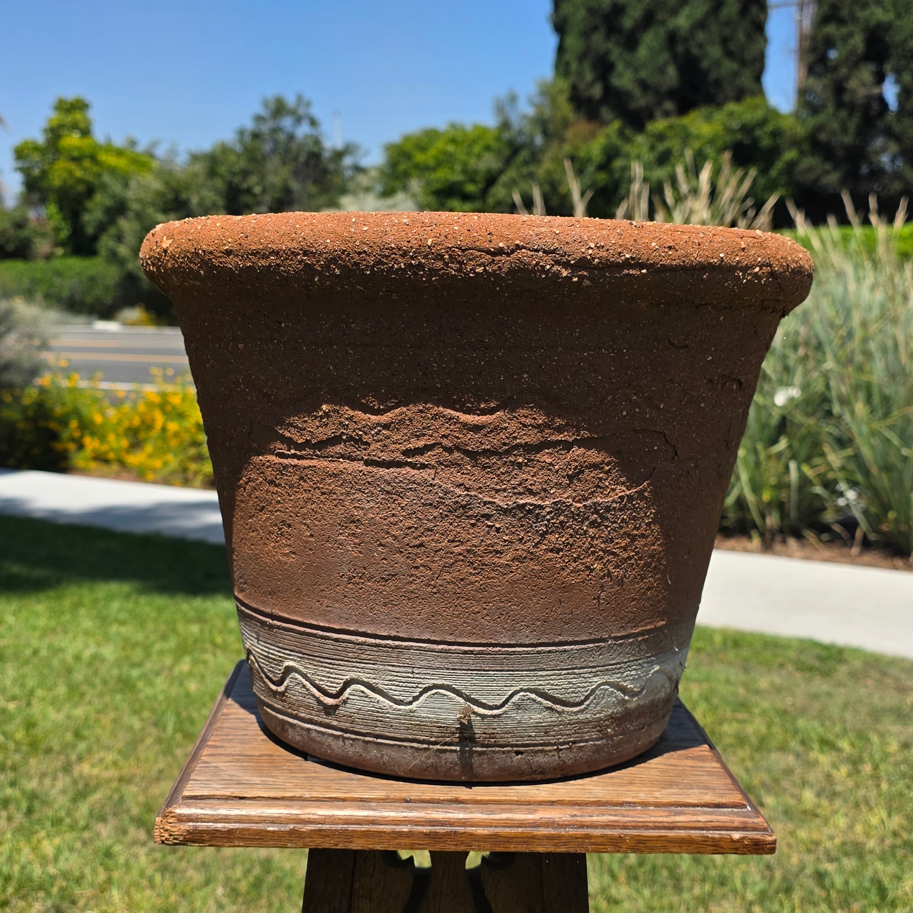 Vintage Terracotta Planter Large Round Clay Flower Pot Rustic Heavy Garden 13"