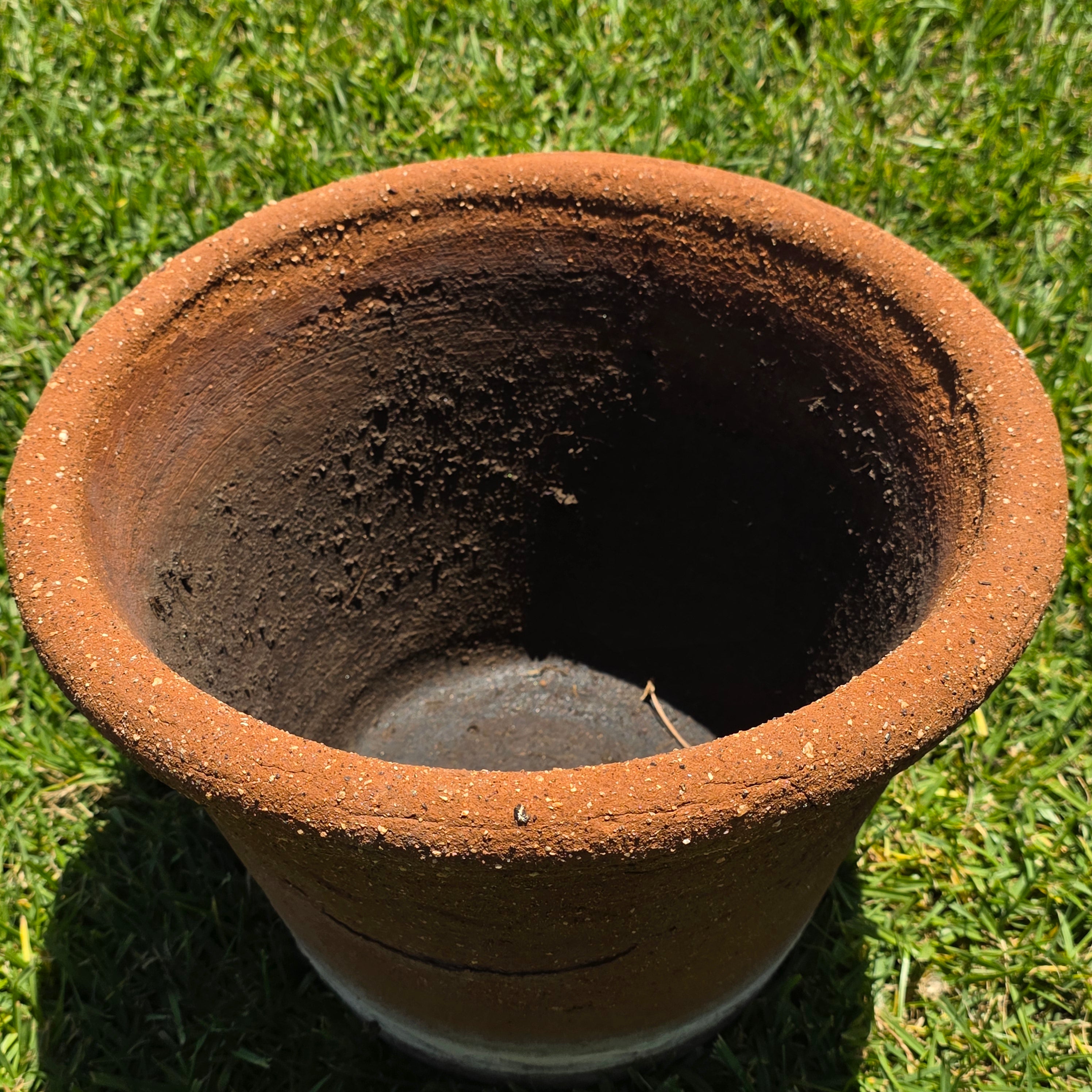 Vintage Terracotta Planter Large Round Clay Flower Pot Rustic Heavy Garden 13"