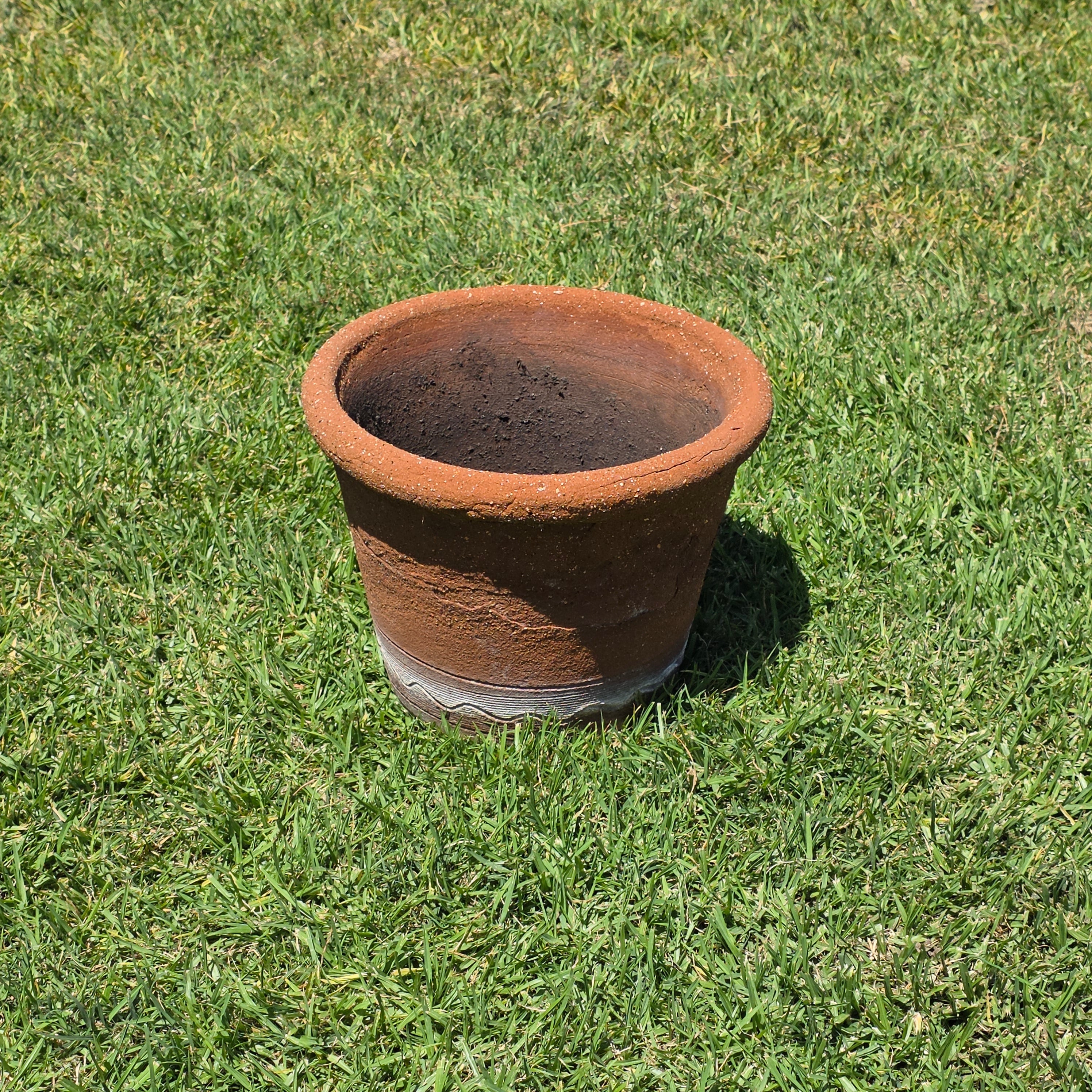 Vintage Terracotta Planter Large Round Clay Flower Pot Rustic Heavy Garden 13"