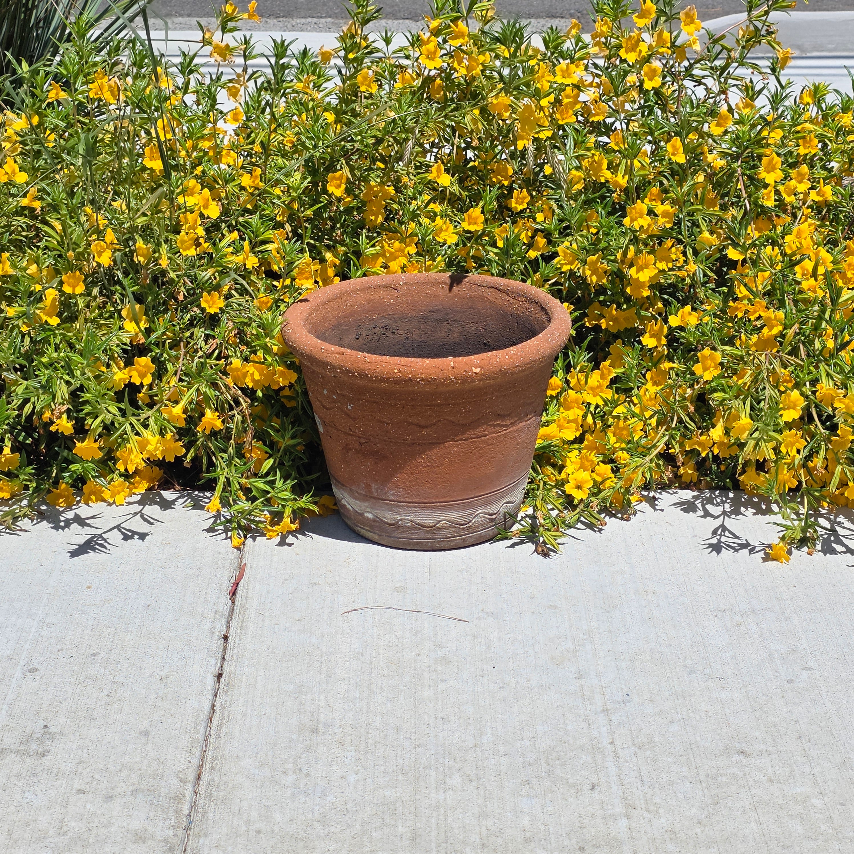 Vintage Terracotta Planter Large Round Clay Flower Pot Rustic Heavy Garden 13"