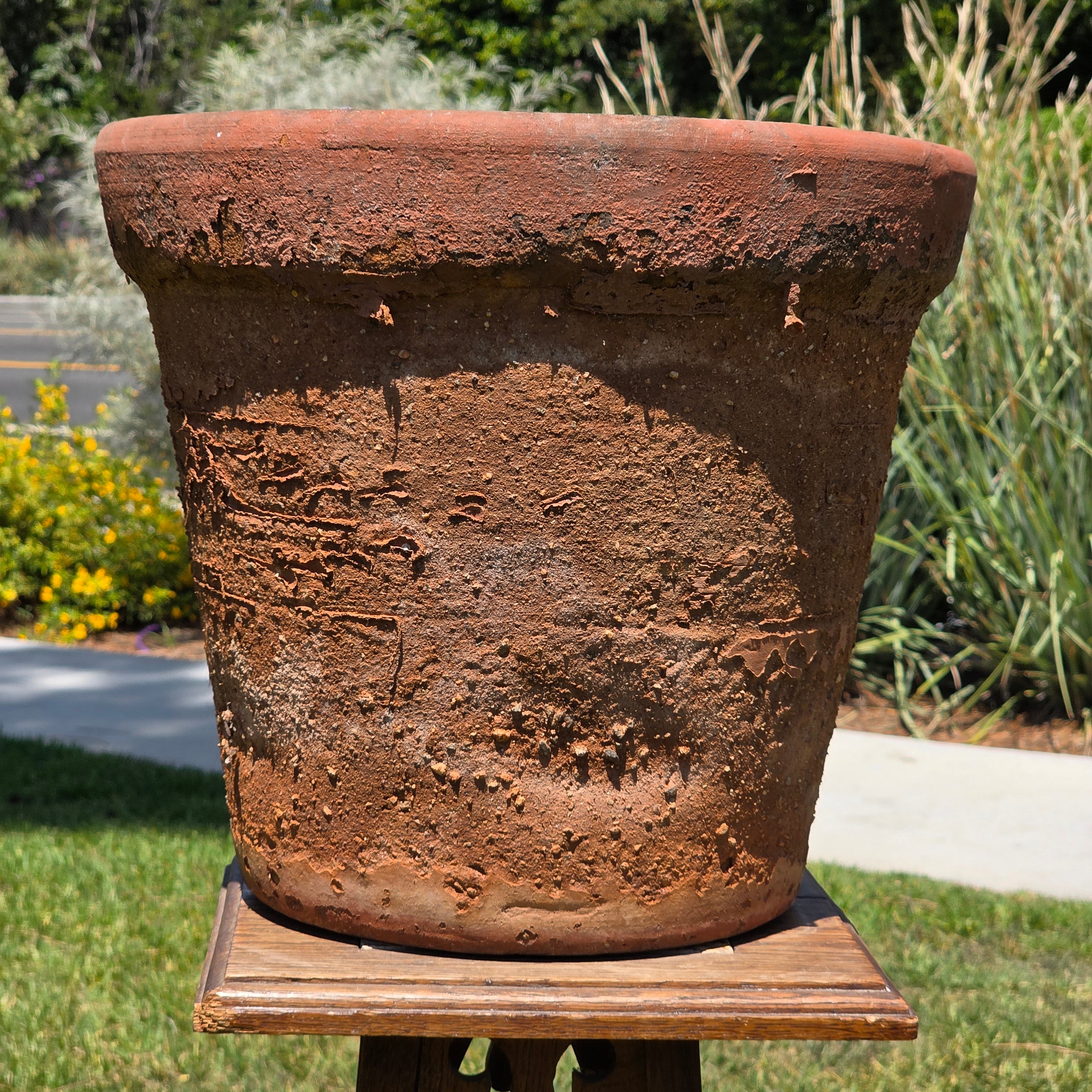 Vintage Terracotta Planter Large Round Clay Flower Pot Rustic Heavy Garden 15"