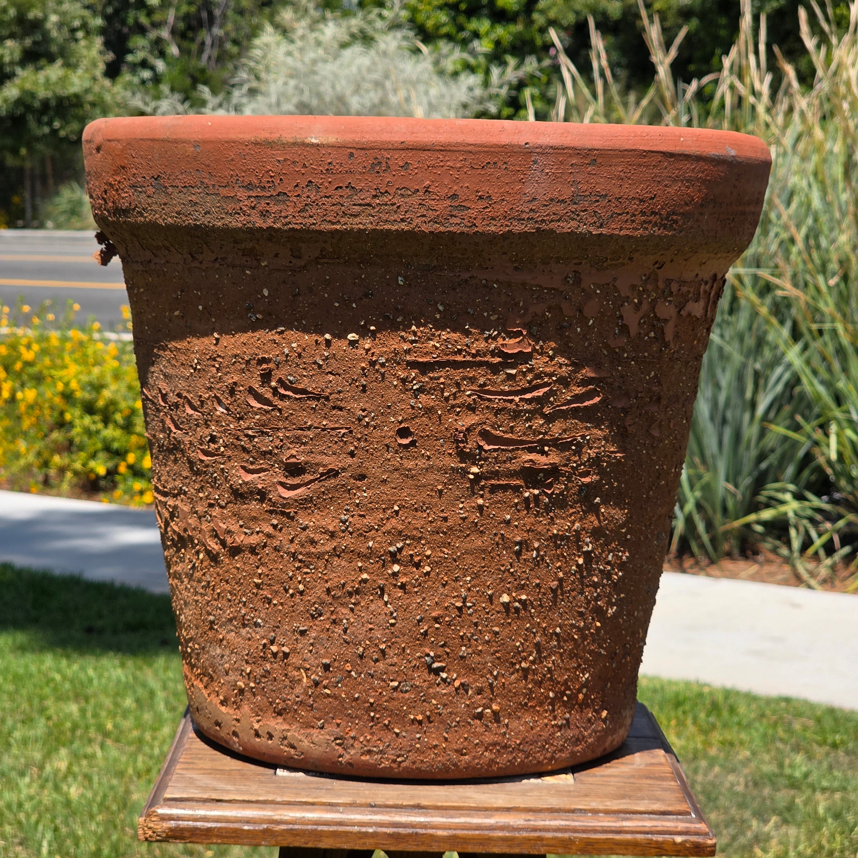 Vintage Terracotta Planter Large Round Clay Flower Pot Rustic Heavy Garden 15"