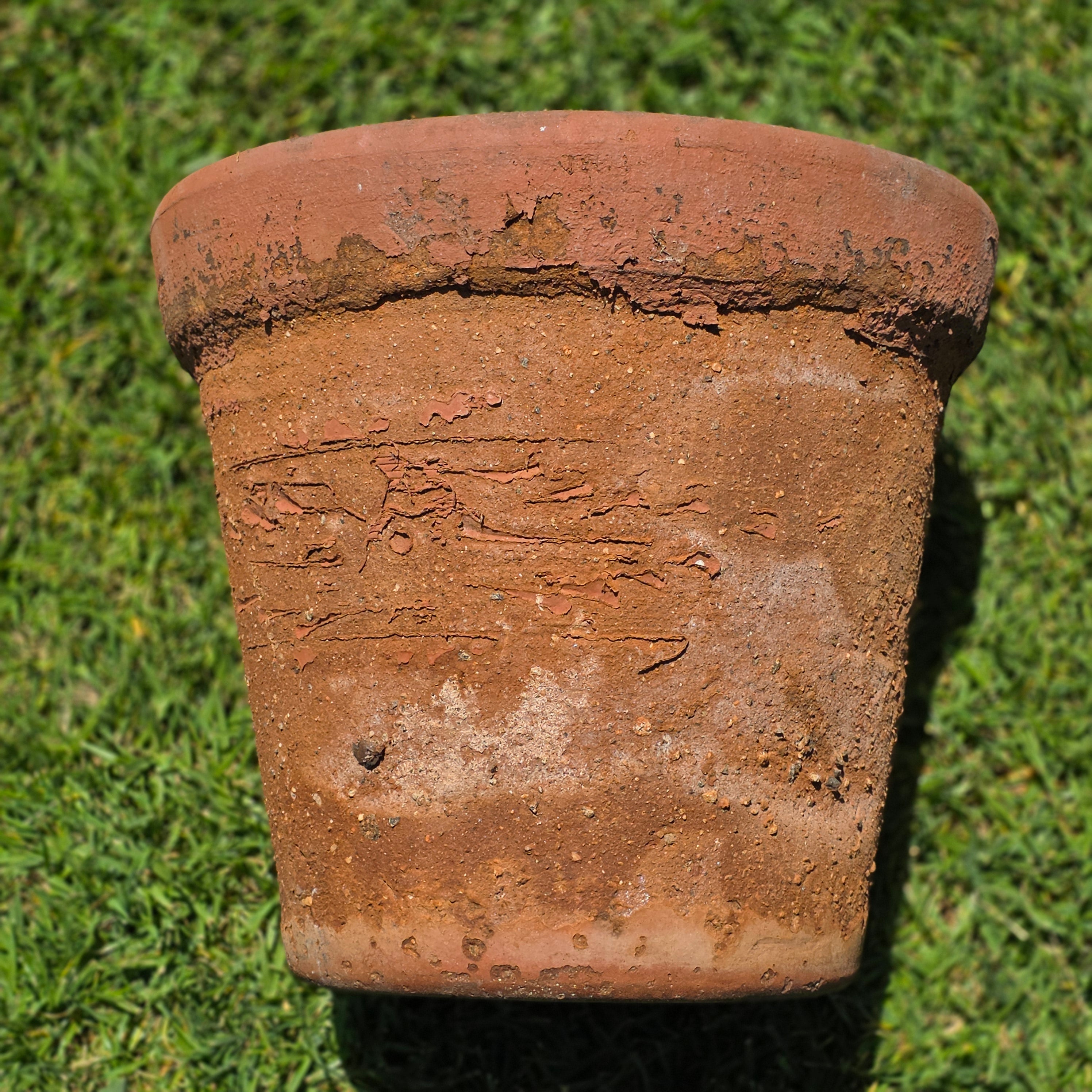 Vintage Terracotta Planter Large Round Clay Flower Pot Rustic Heavy Garden 15"