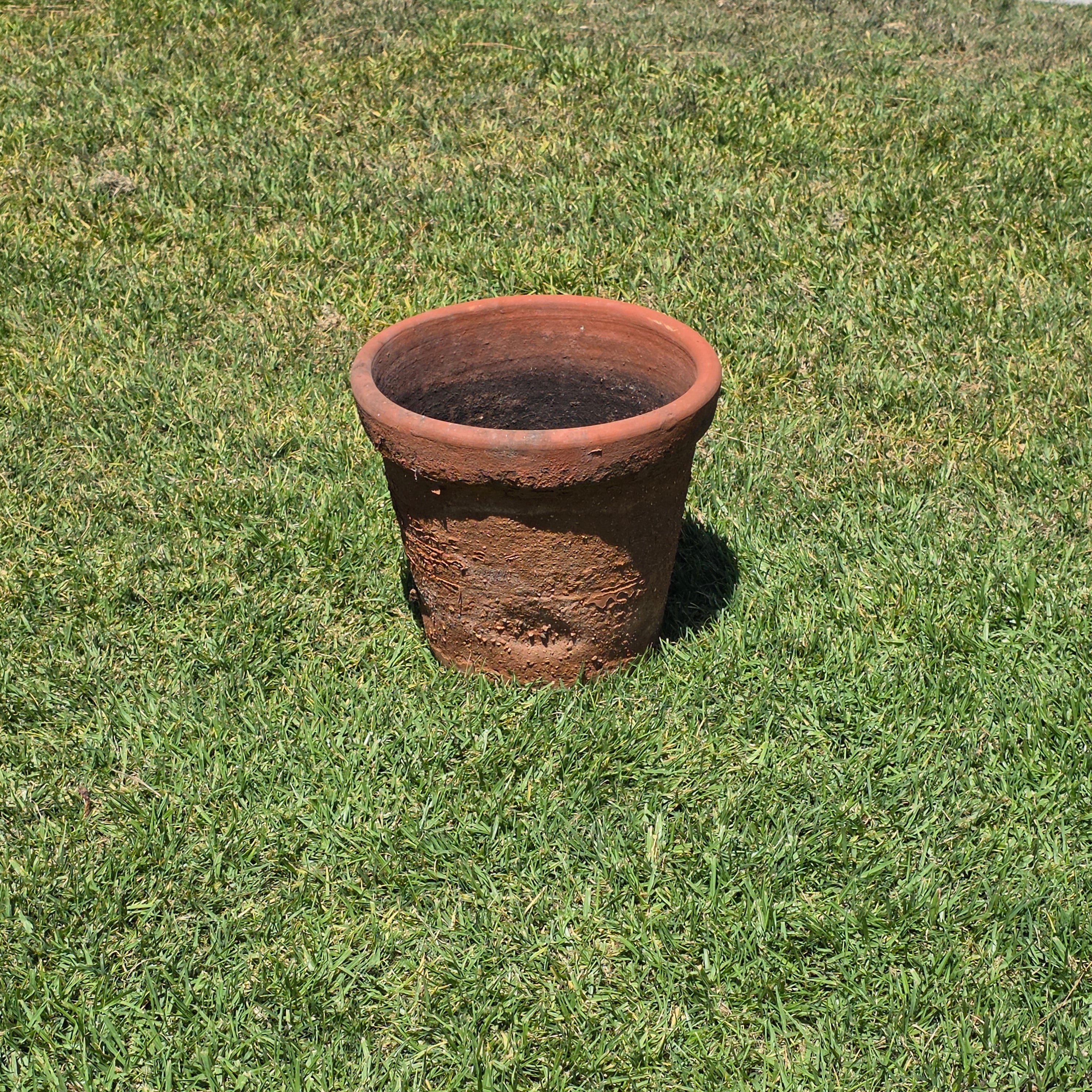 Vintage Terracotta Planter Large Round Clay Flower Pot Rustic Heavy Garden 15"