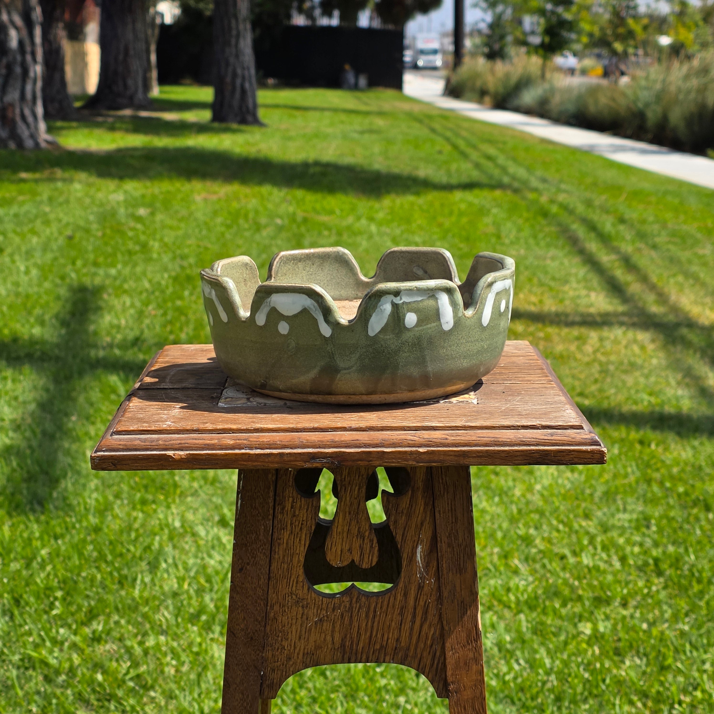 Vintage BONHAM 2318 Pottery Bowl Planter Mid Century Brown Studio Art Pottery