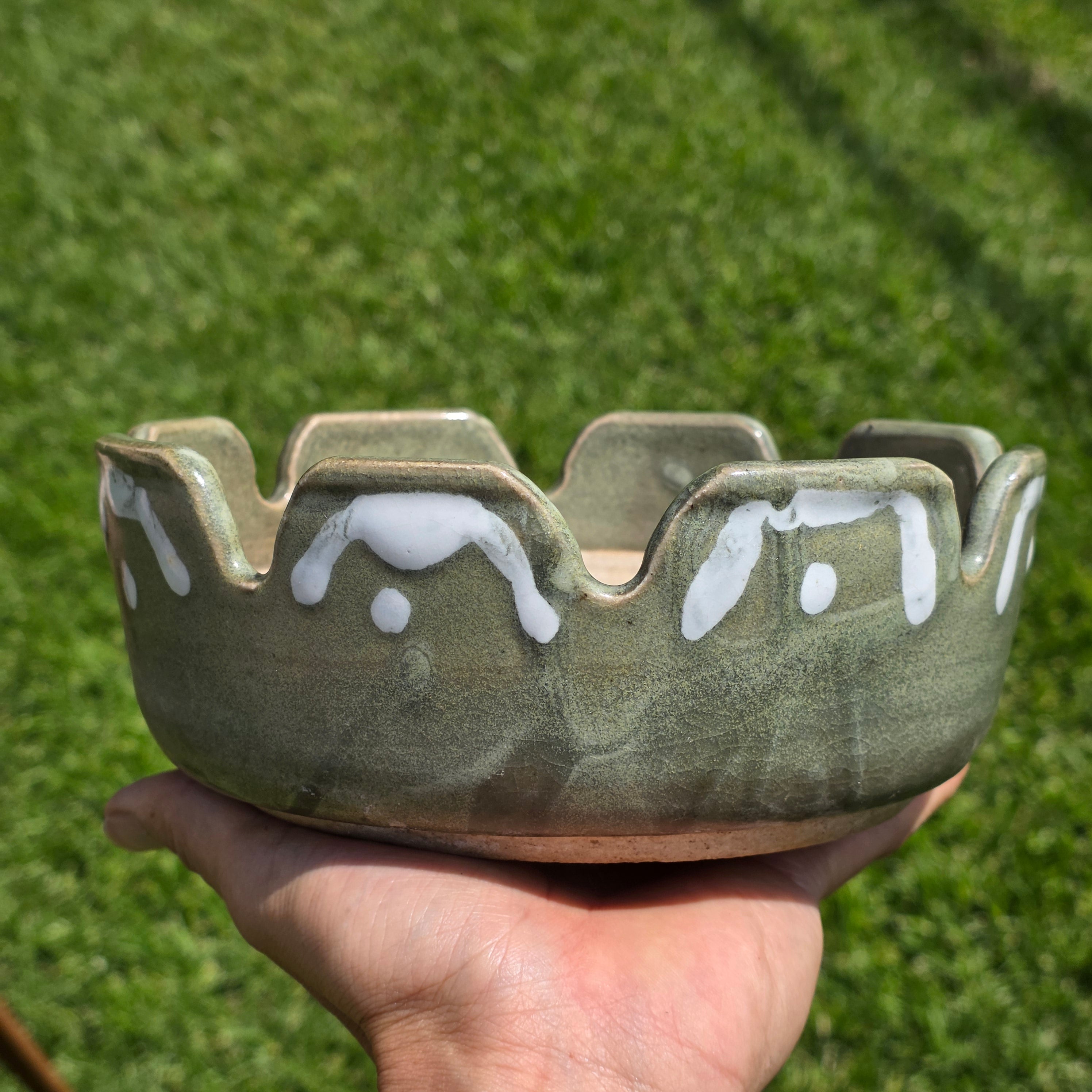 Vintage BONHAM 2318 Pottery Bowl Planter Mid Century Brown Studio Art Pottery