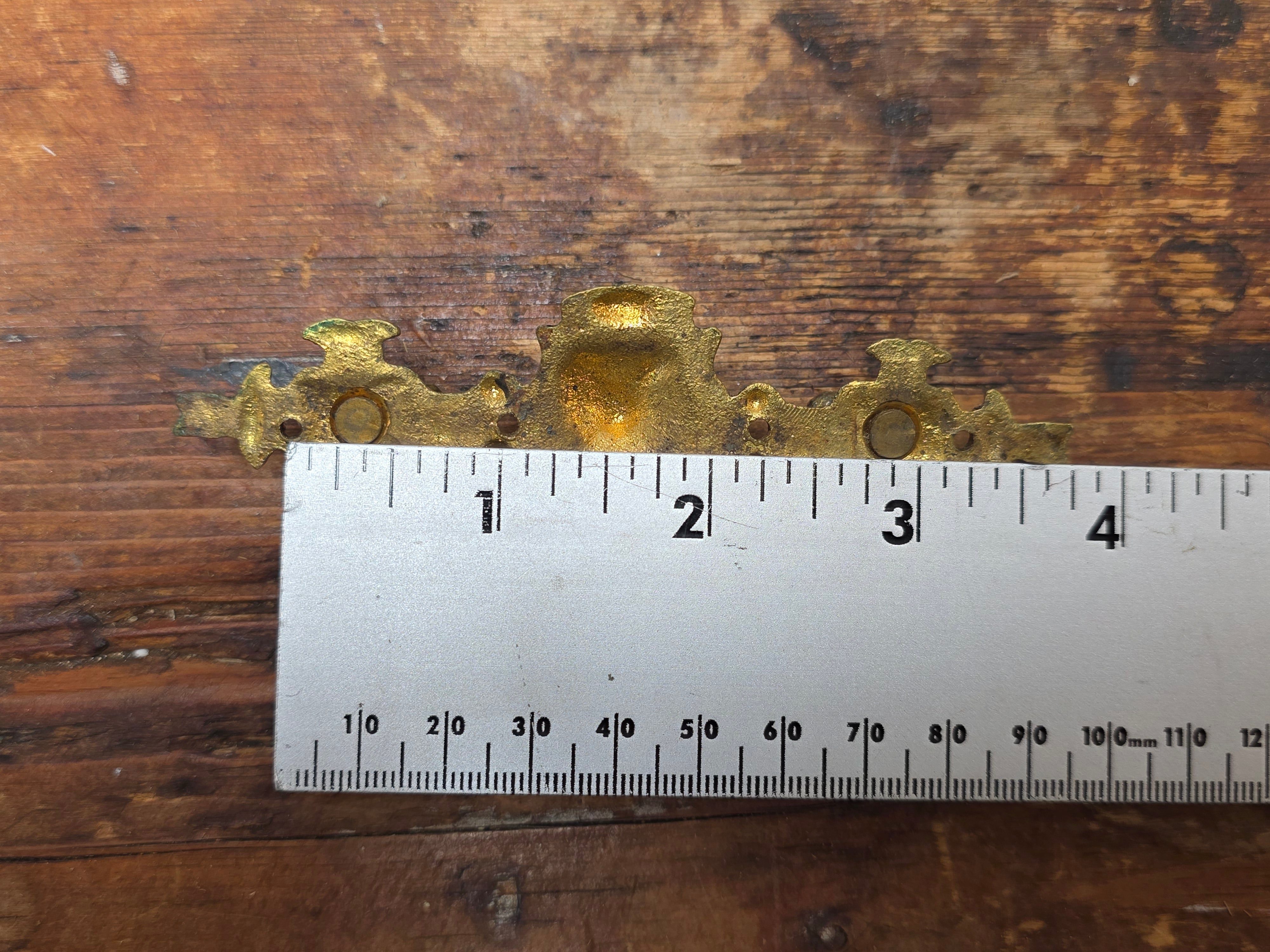 Vintage Brass Lion Head Bail Pull Drawer Handle Knob Mid Century Hardware